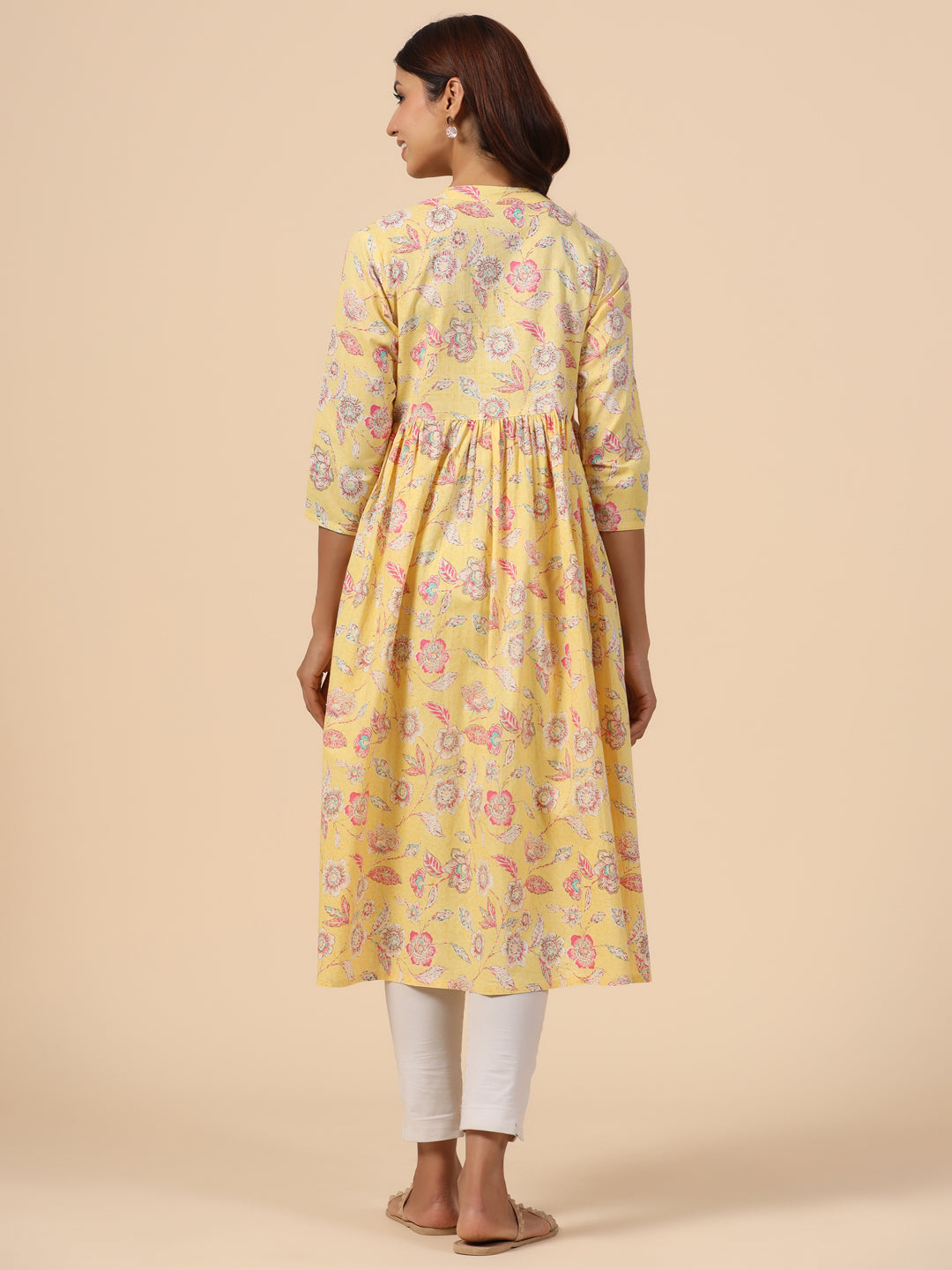 Yellow Florocent Cotton Maternity - Nursing Kurta