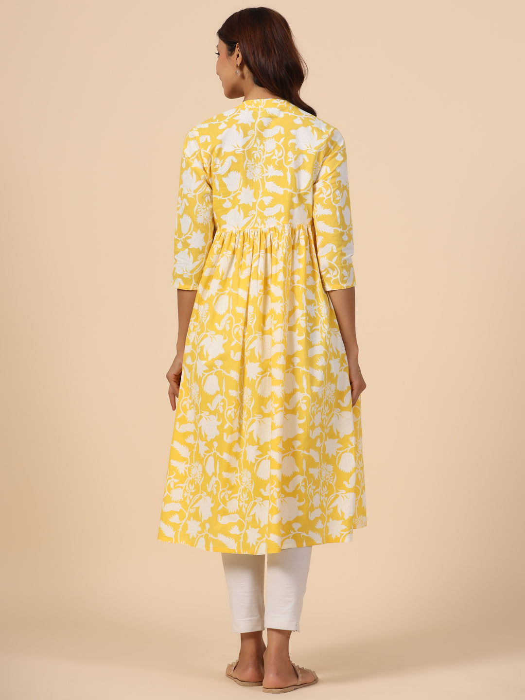 Sunkissed Yellow Floral Cotton Maternity - Nursing Kurta