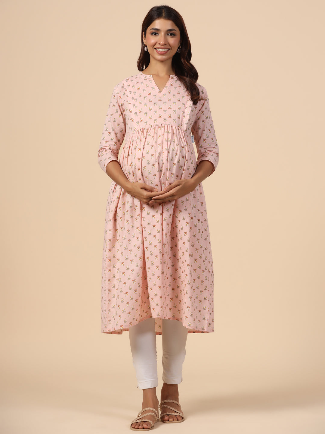 Soft Berry Cotton Maternity - Nursing Kurta