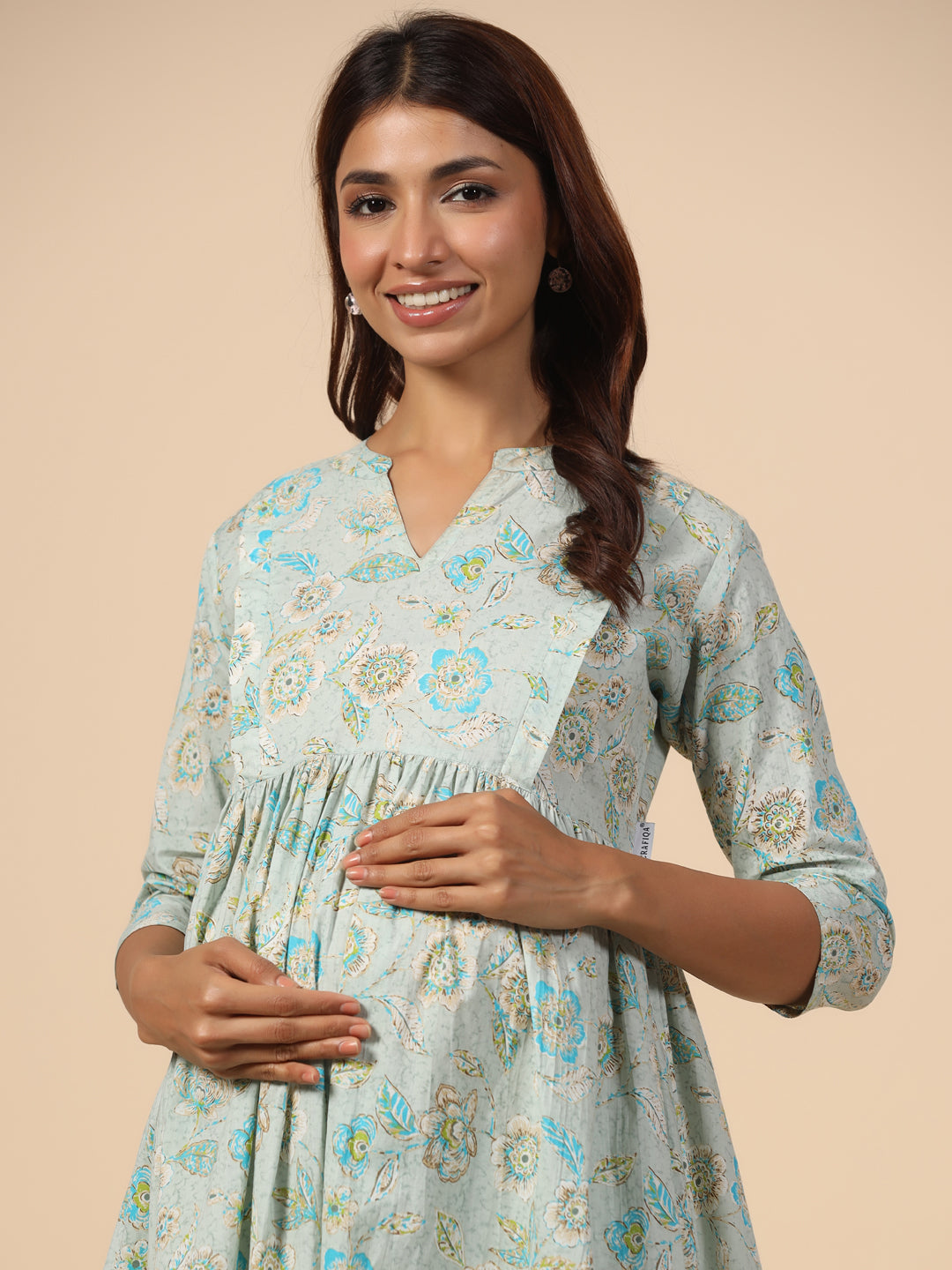 Iceberg Floral Cotton Maternity - Nursing Kurta