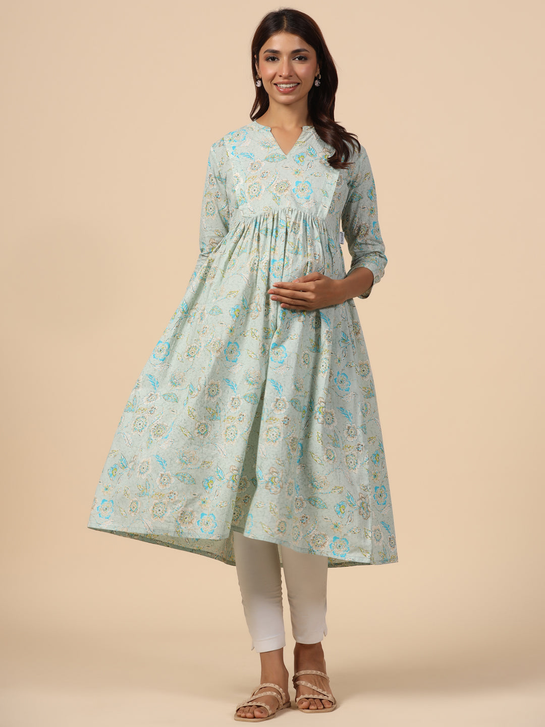 Iceberg Floral Cotton Maternity - Nursing Kurta