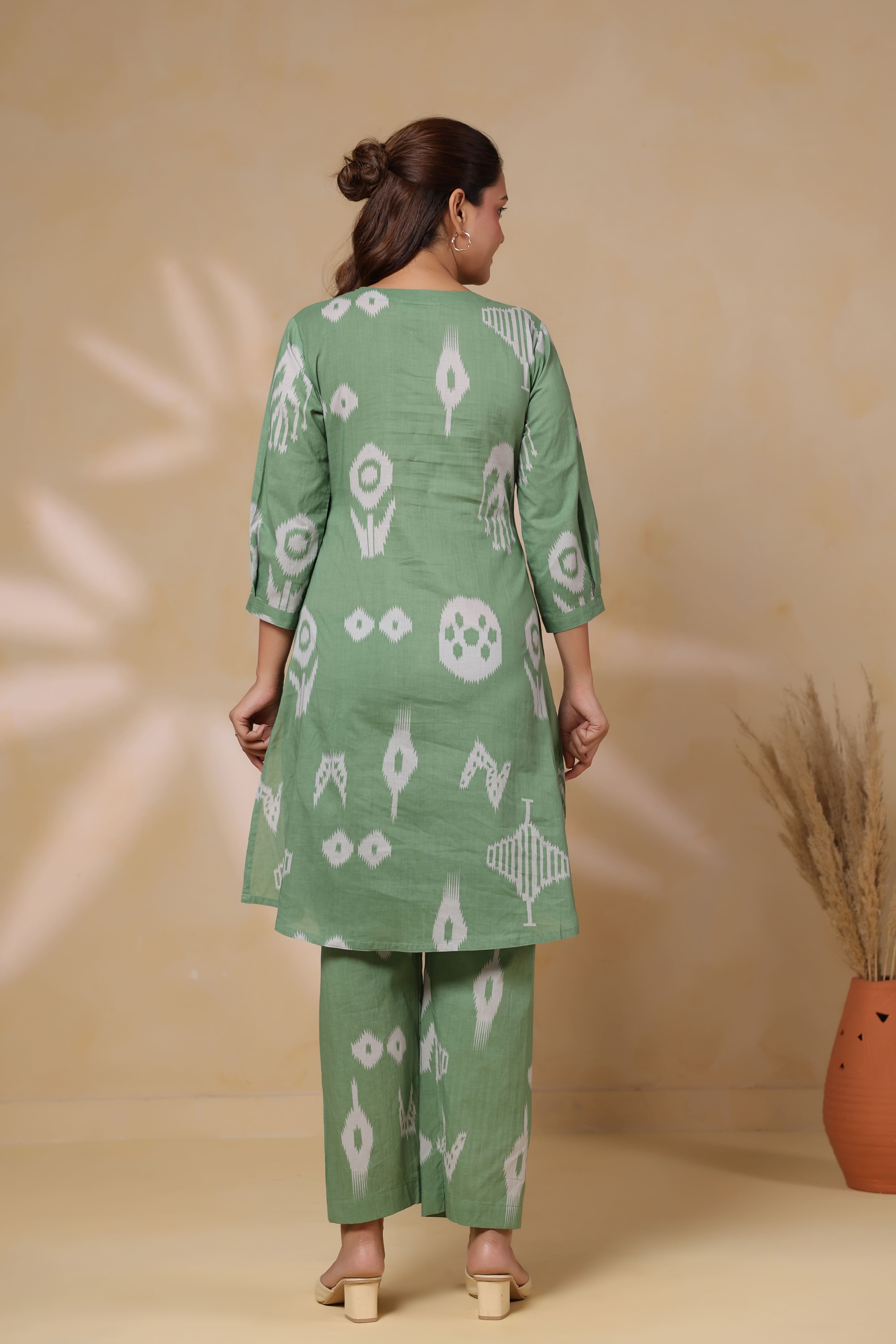 Sage Classic Ikat Cotton Maternity - Nursing Co-ord Set