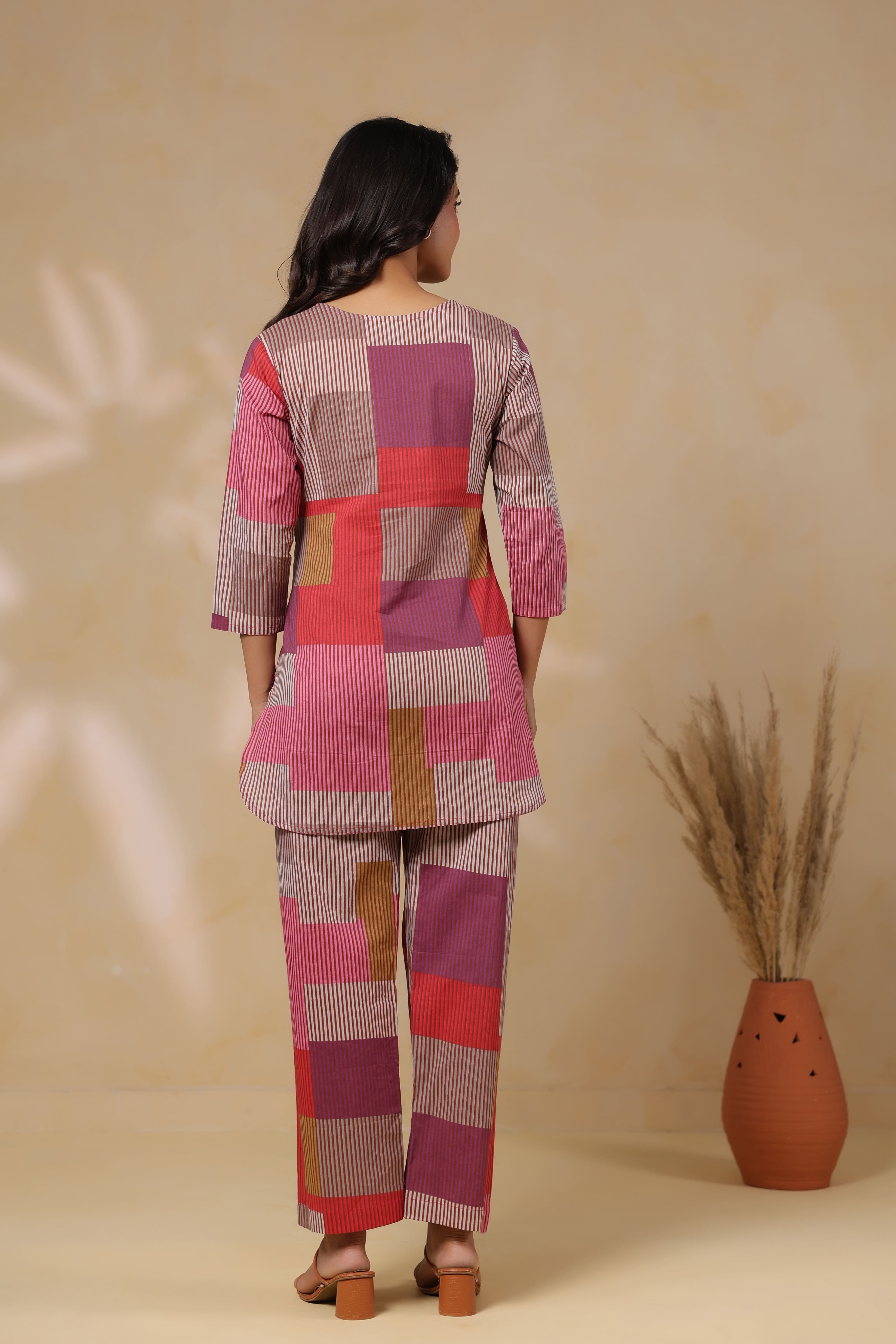 Cherry Multi Panelled Cotton Maternity - Nursing Co-ord Set