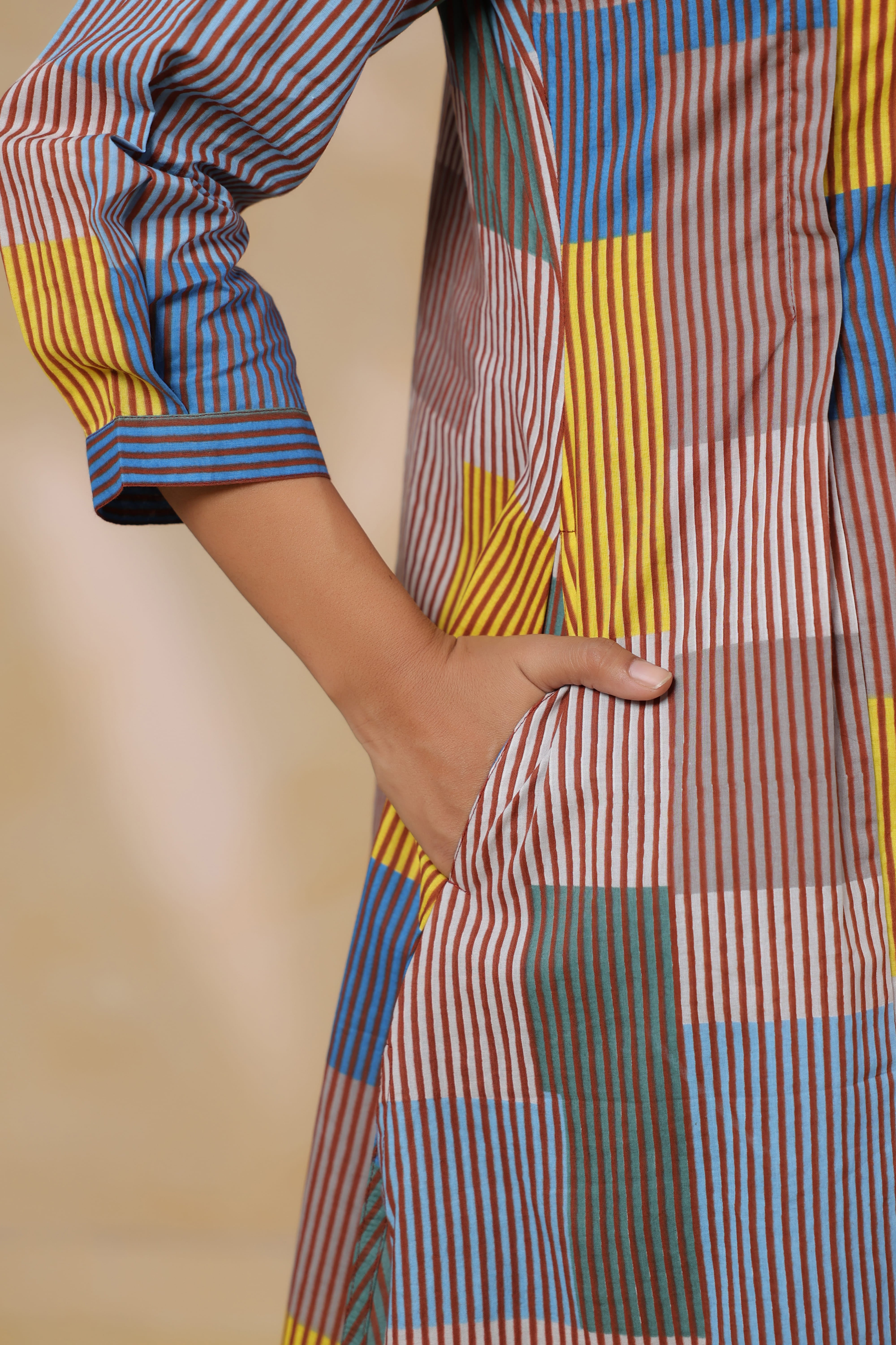 Ocean Blue Multi Panelled Cotton Maternity - Nursing Co-ord Set