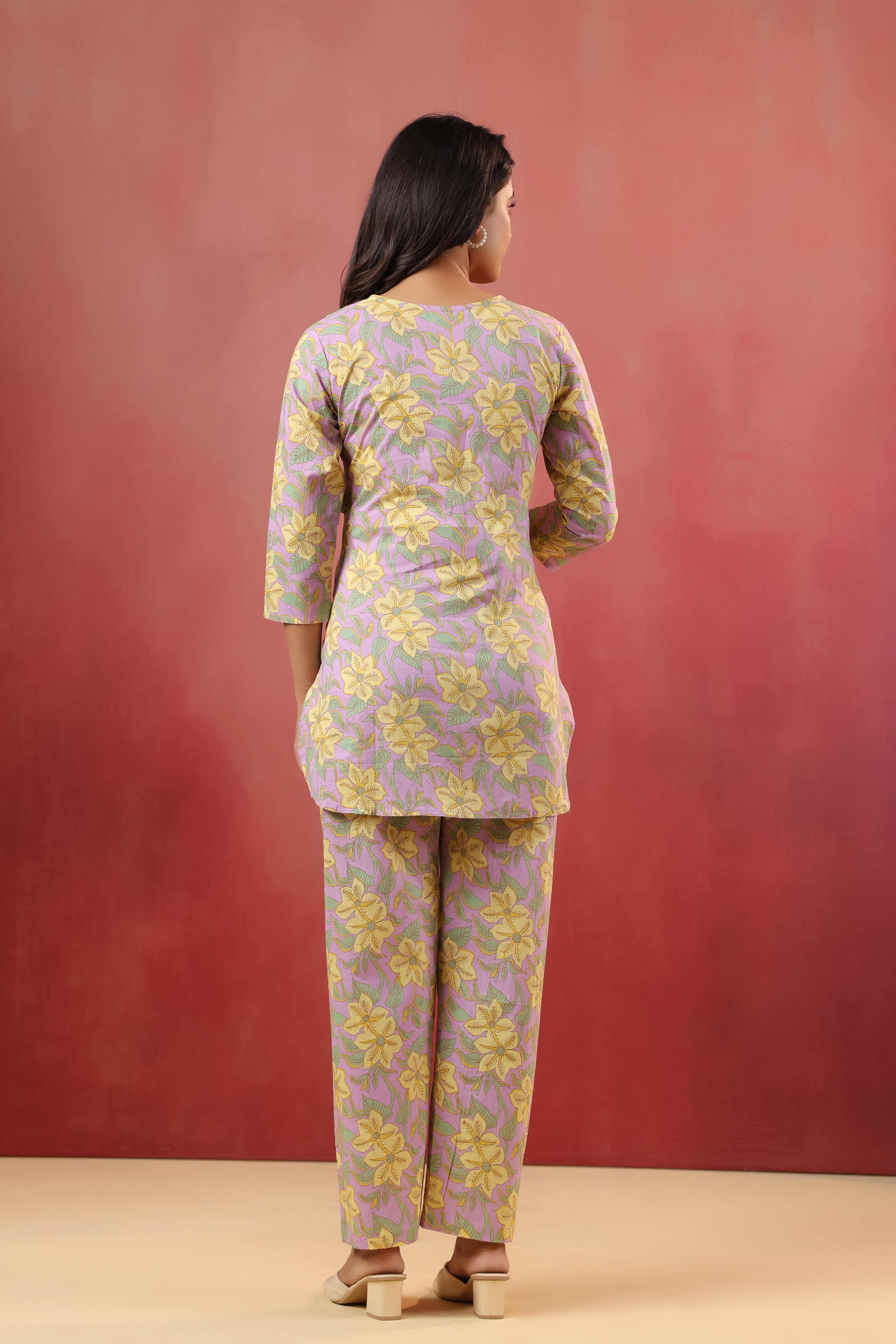 Blossom Mauve Cotton Maternity - Nursing Co-ord Set