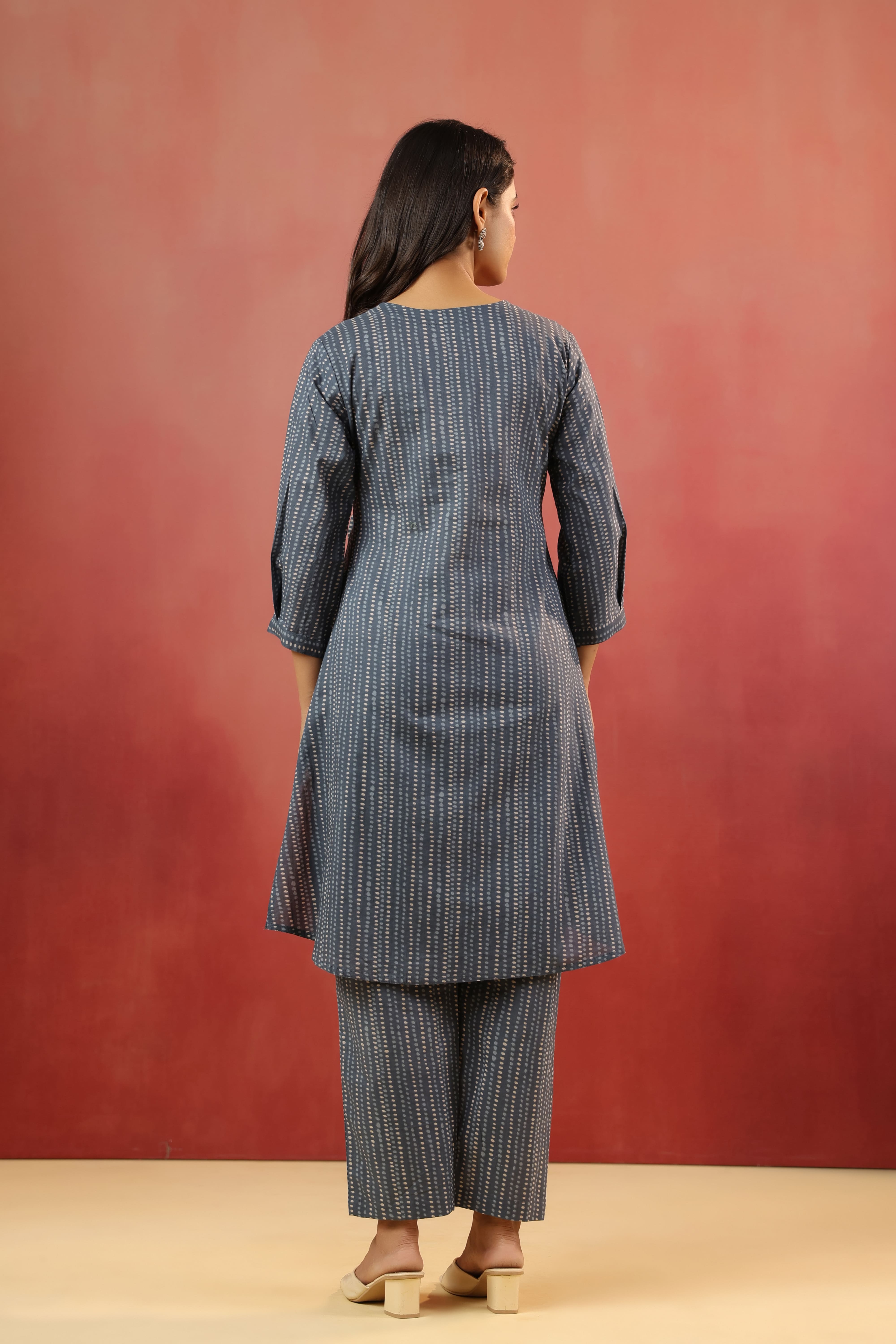 Marengo Grey Dots Cotton Maternity - Nursing Co-ord Set