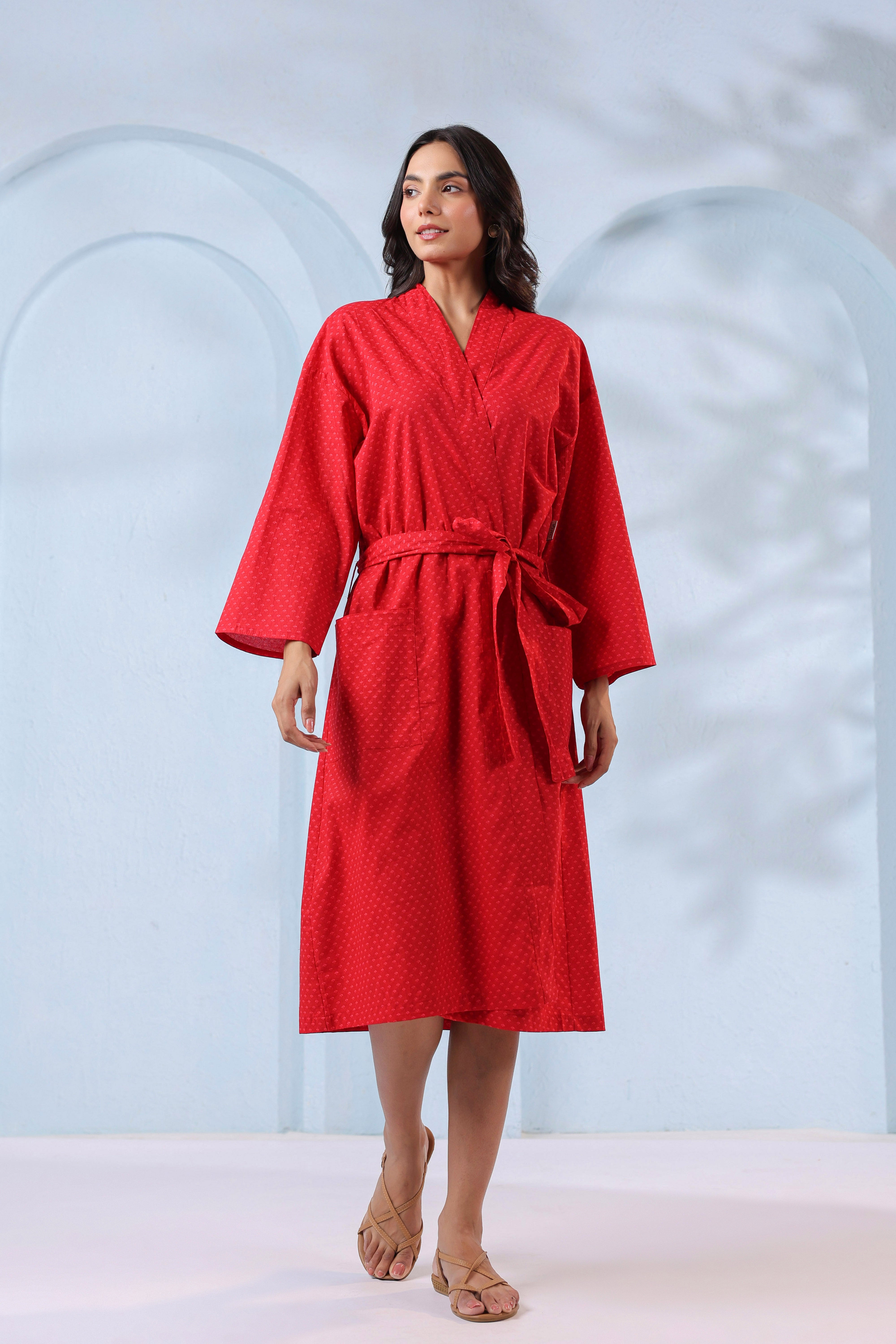 Red Bell Pepper Cotton Robe ( One-Size )
