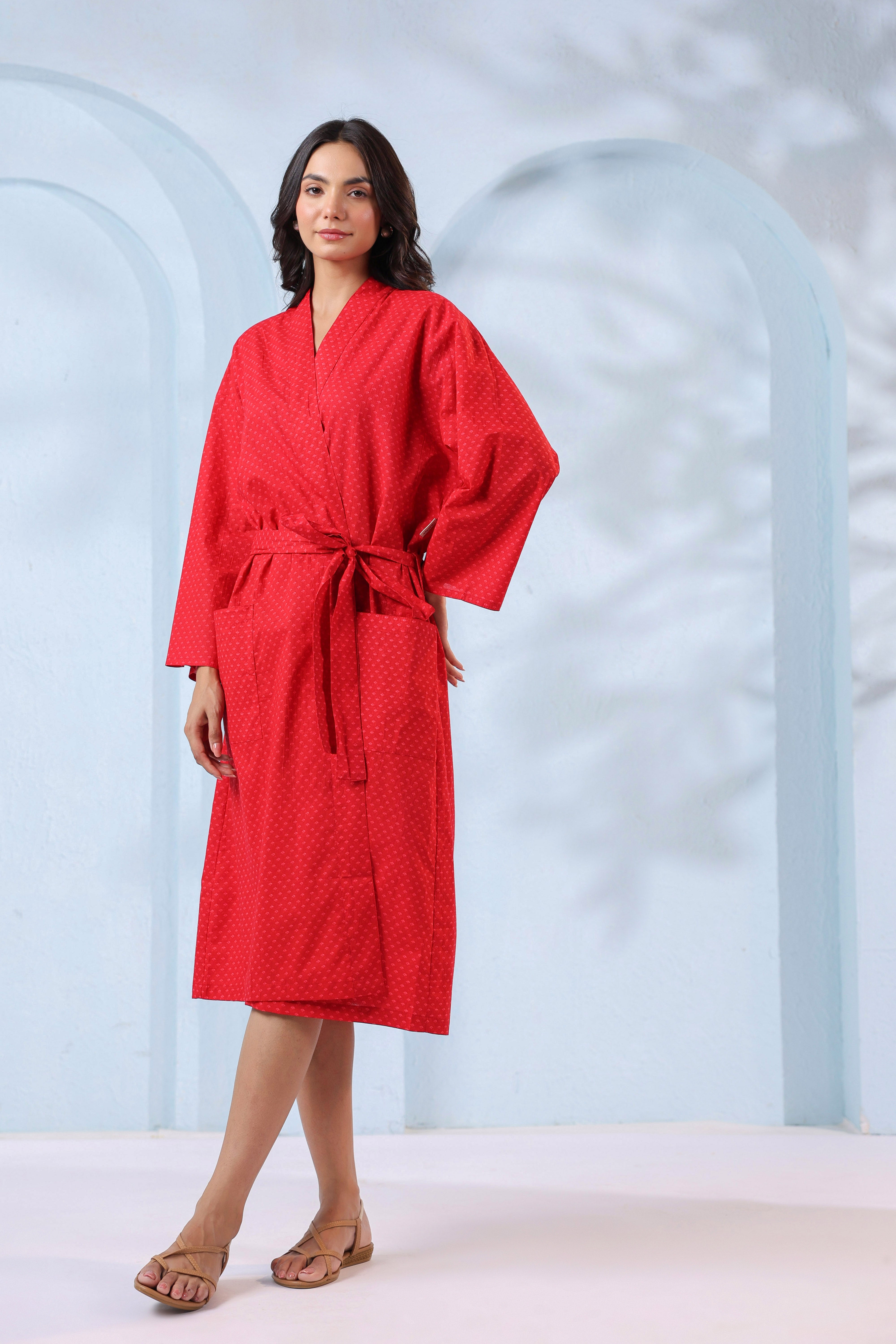 Red Bell Pepper Cotton Robe ( One-Size )