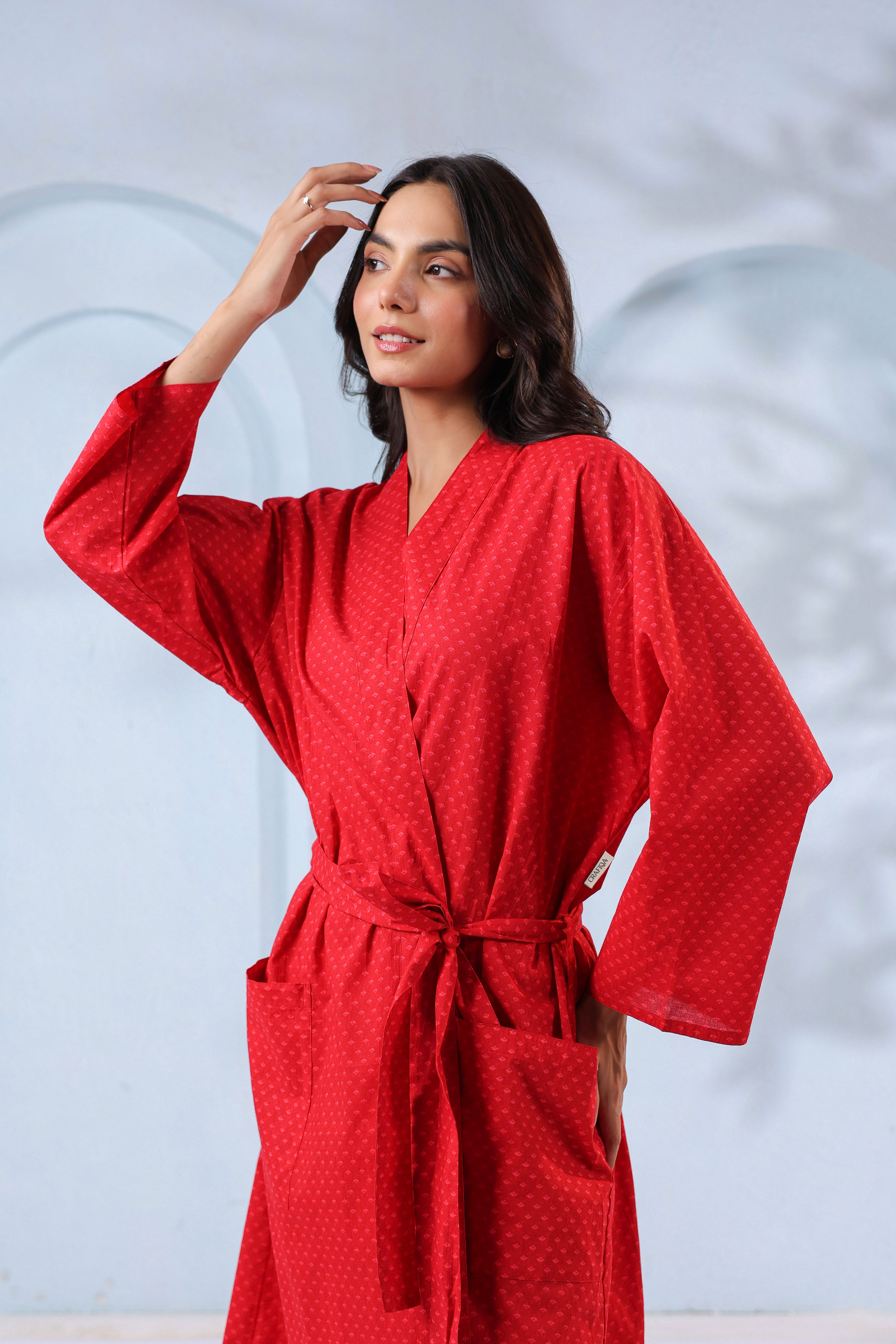 Red Bell Pepper Cotton Robe ( One-Size )