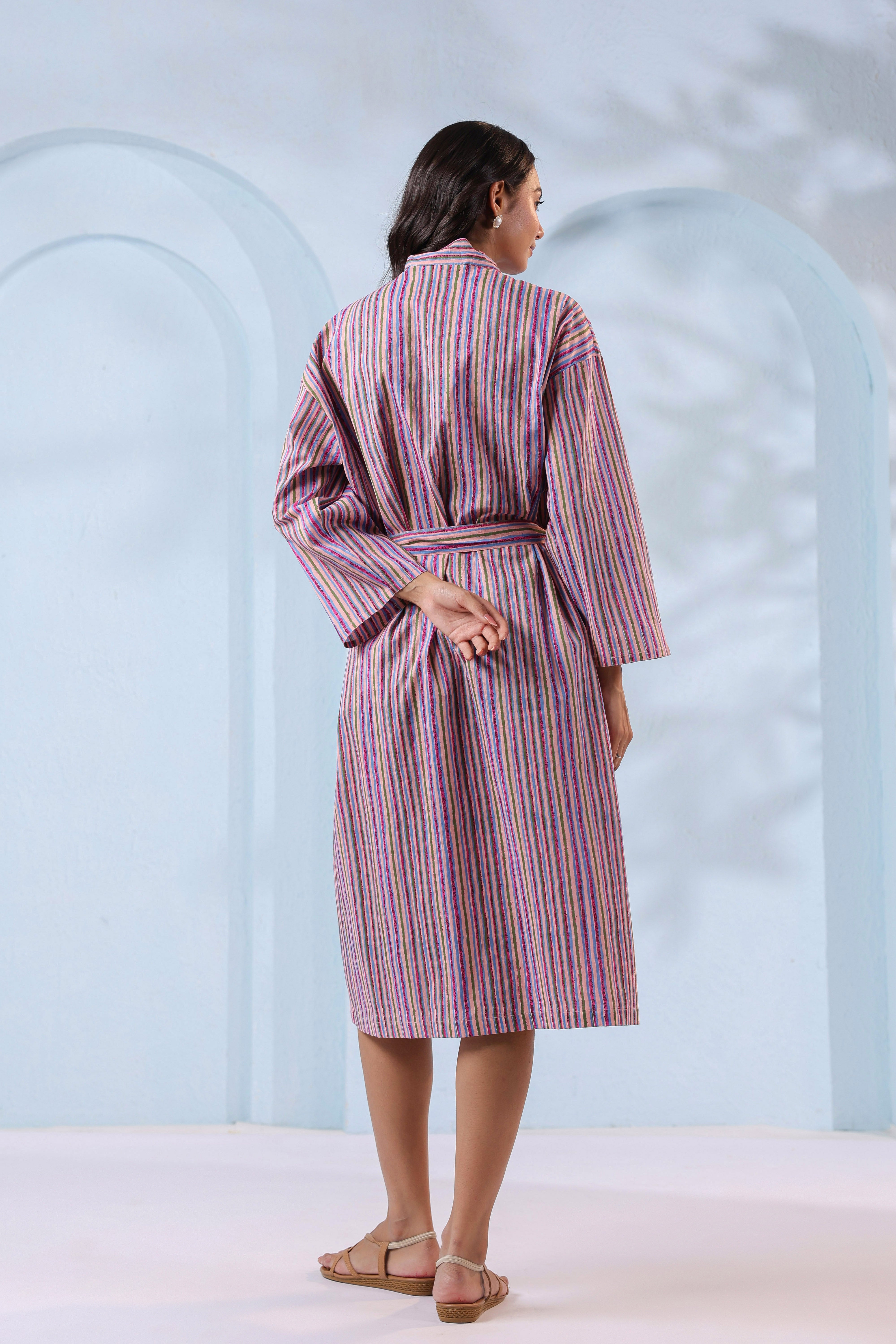 Prismatic Lines Cotton Robe ( One-Size )