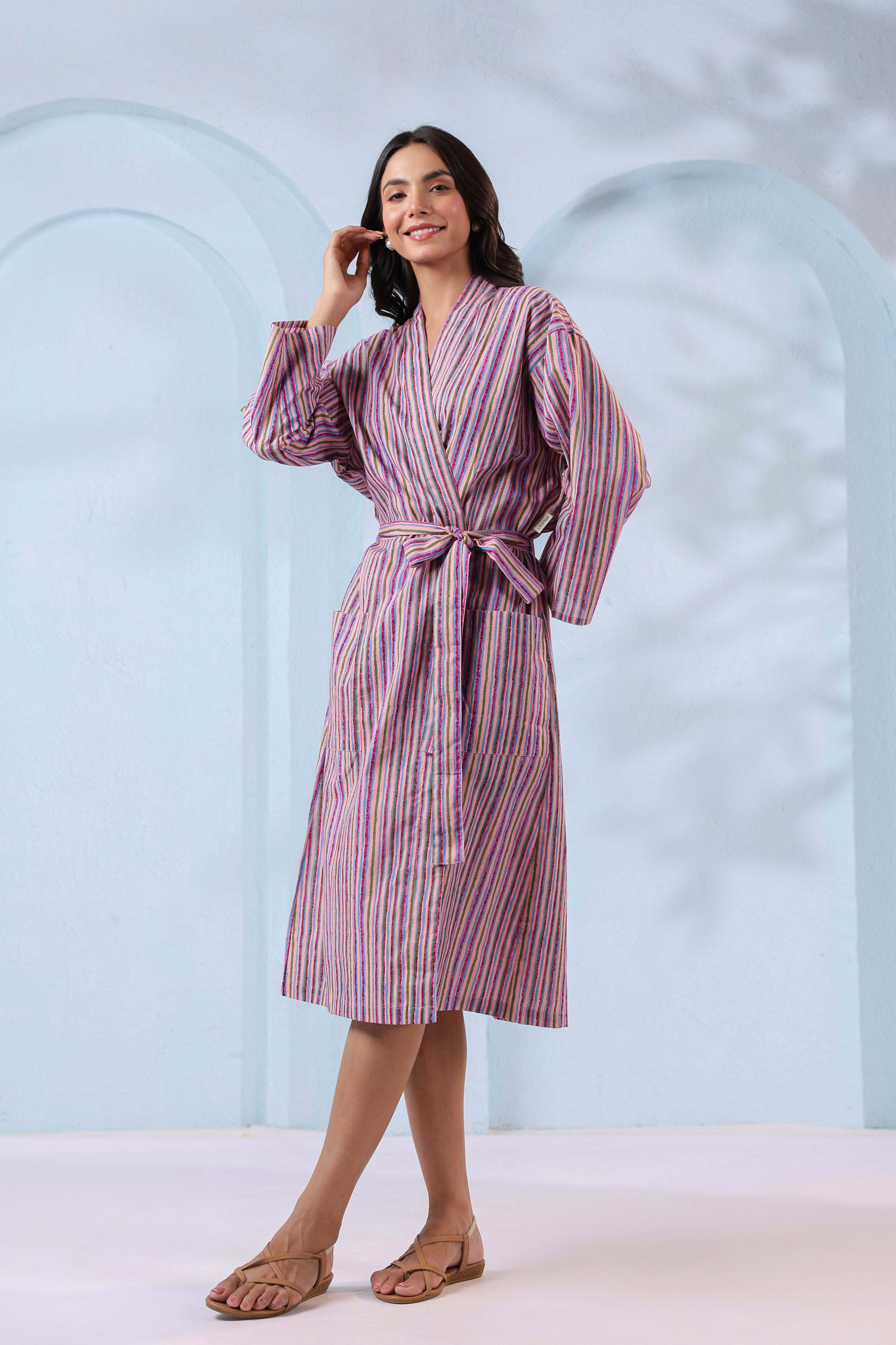 Prismatic Lines Cotton Robe ( One-Size )