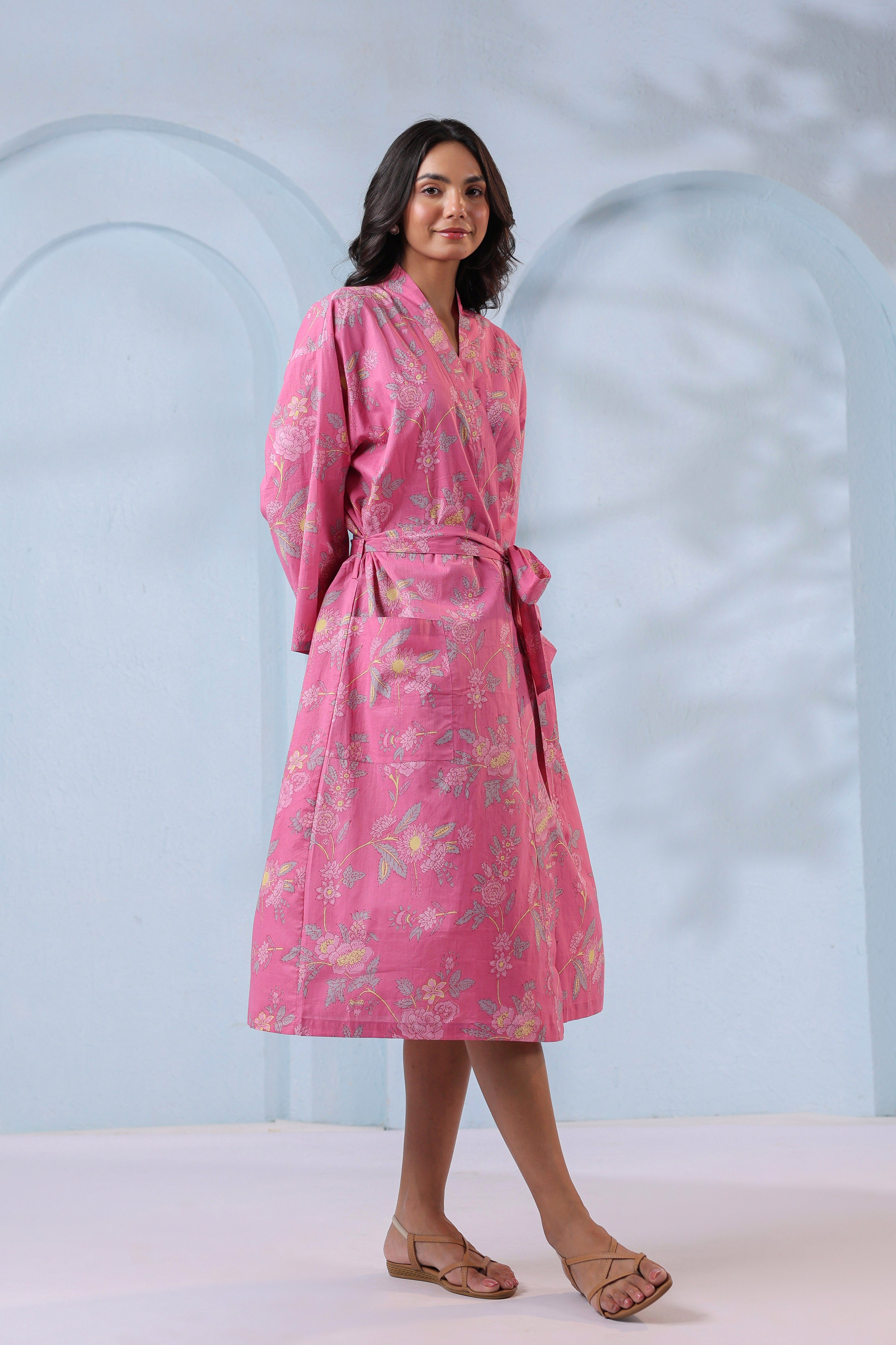 Taffy Pink Cotton Robe ( One-Size )