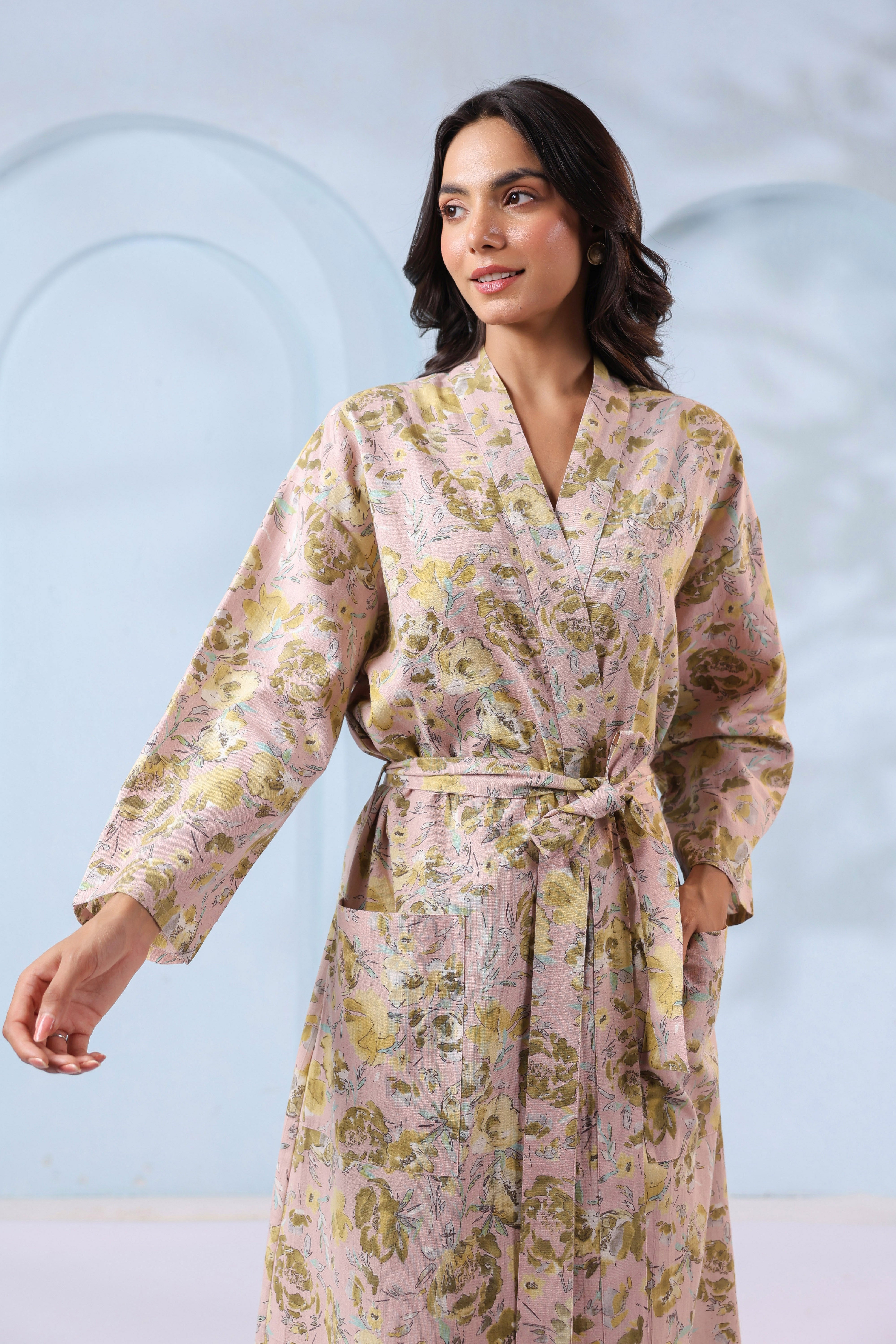 Peach Bud Cotton Flex Robe ( One-Size )