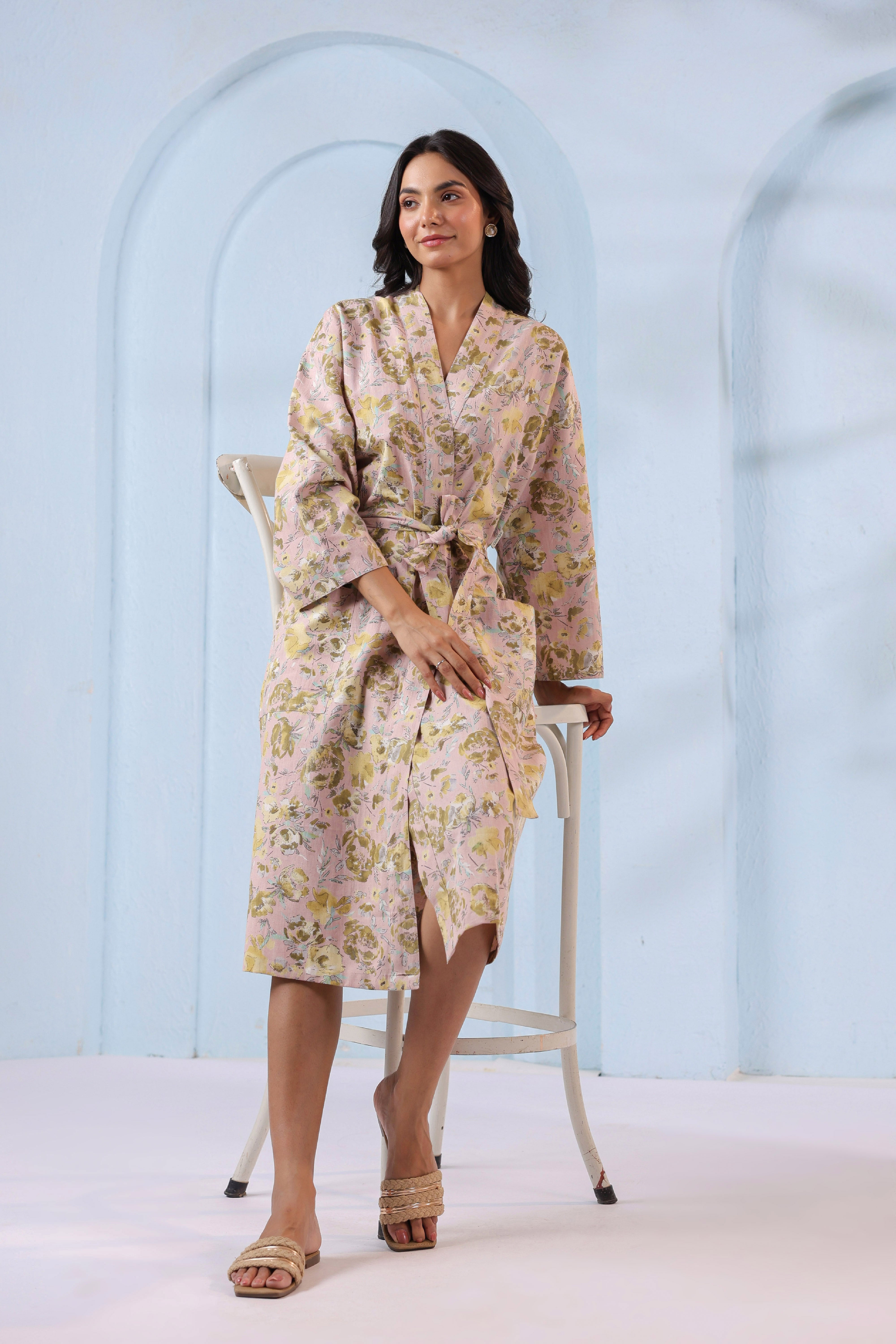 Peach Bud Cotton Flex Robe ( One-Size )