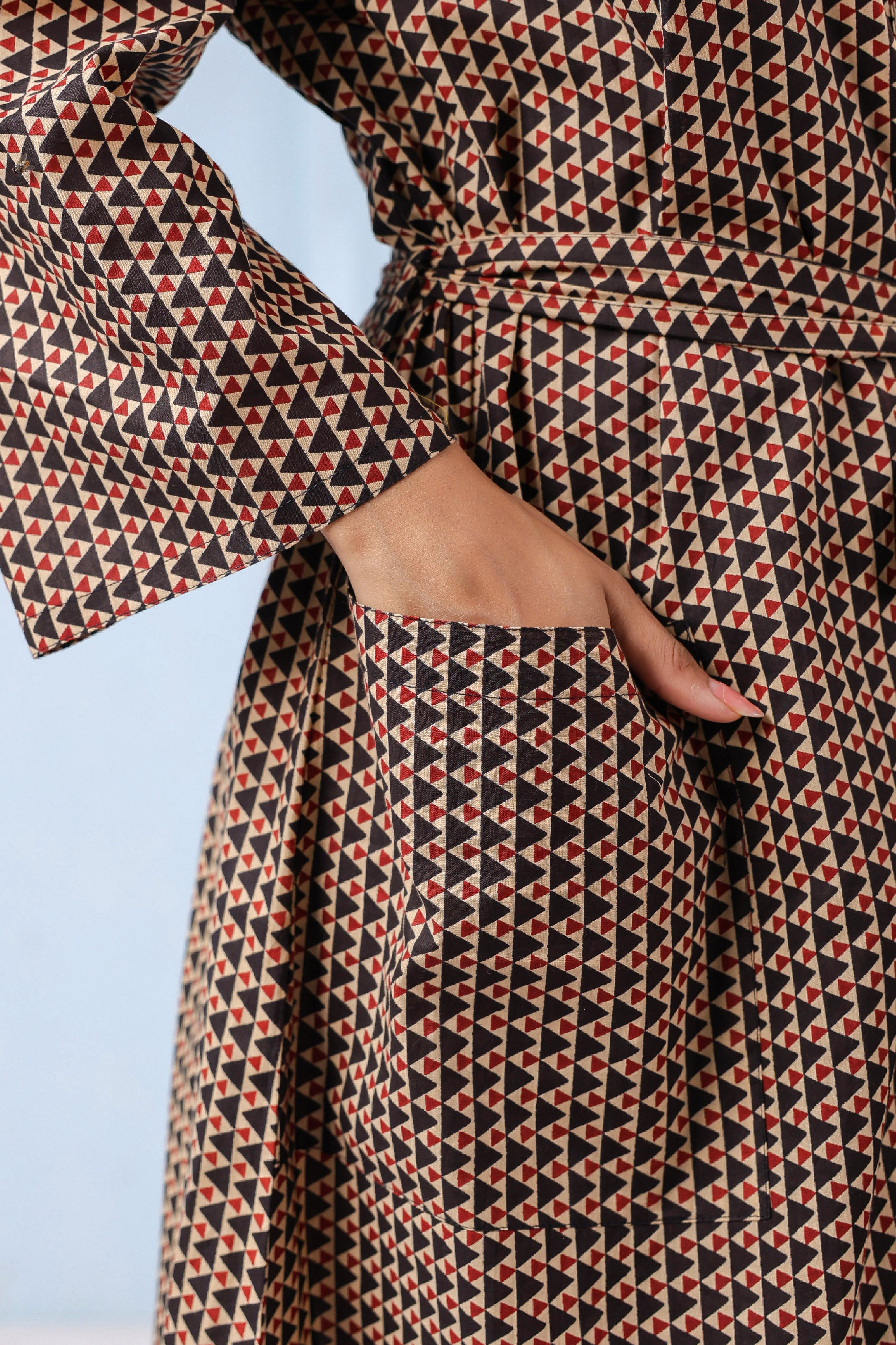 Aged Black Ajrakh Cotton Robe ( One-Size )