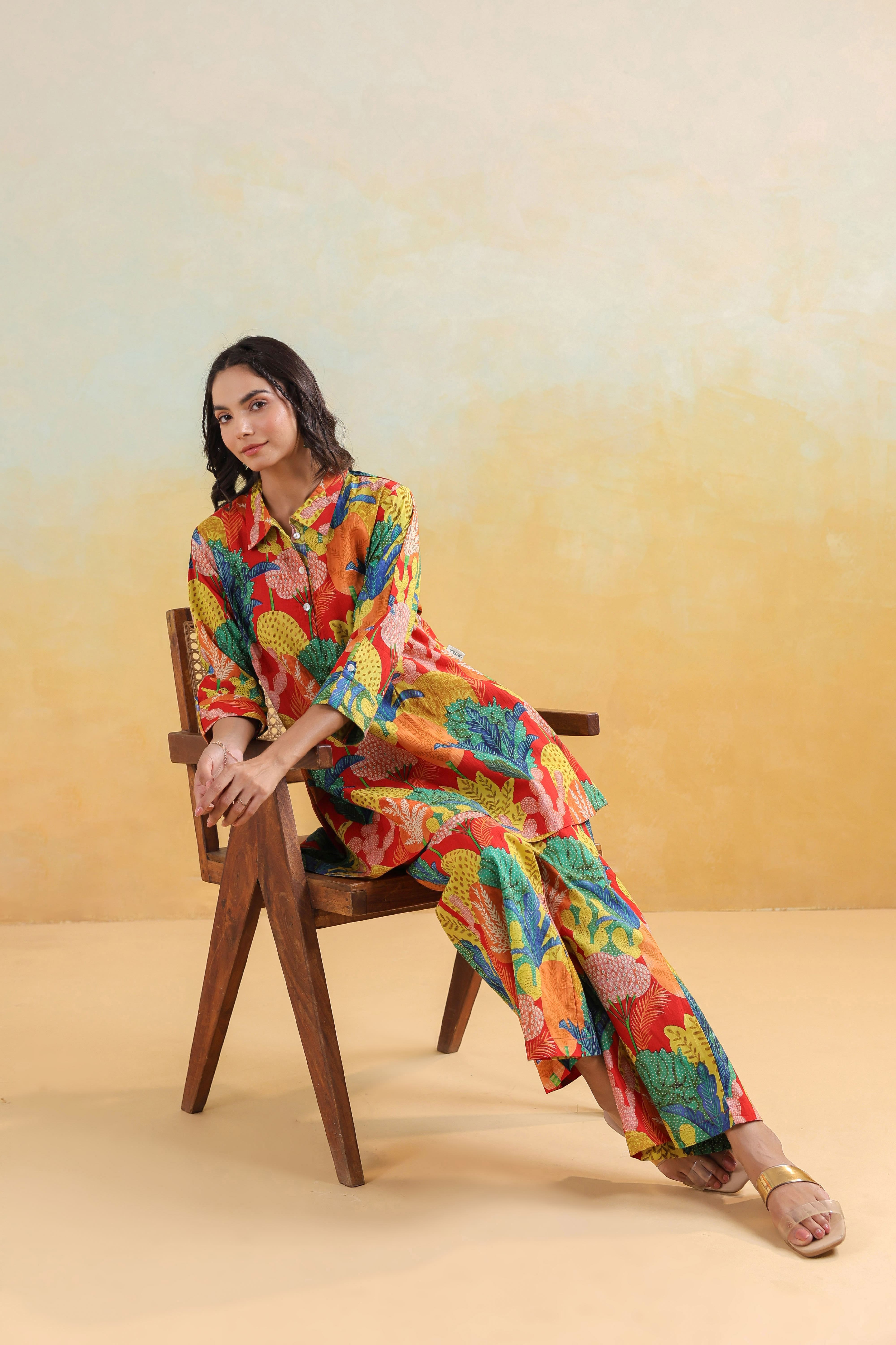 Vivid Bloom Cotton Co-ord Set