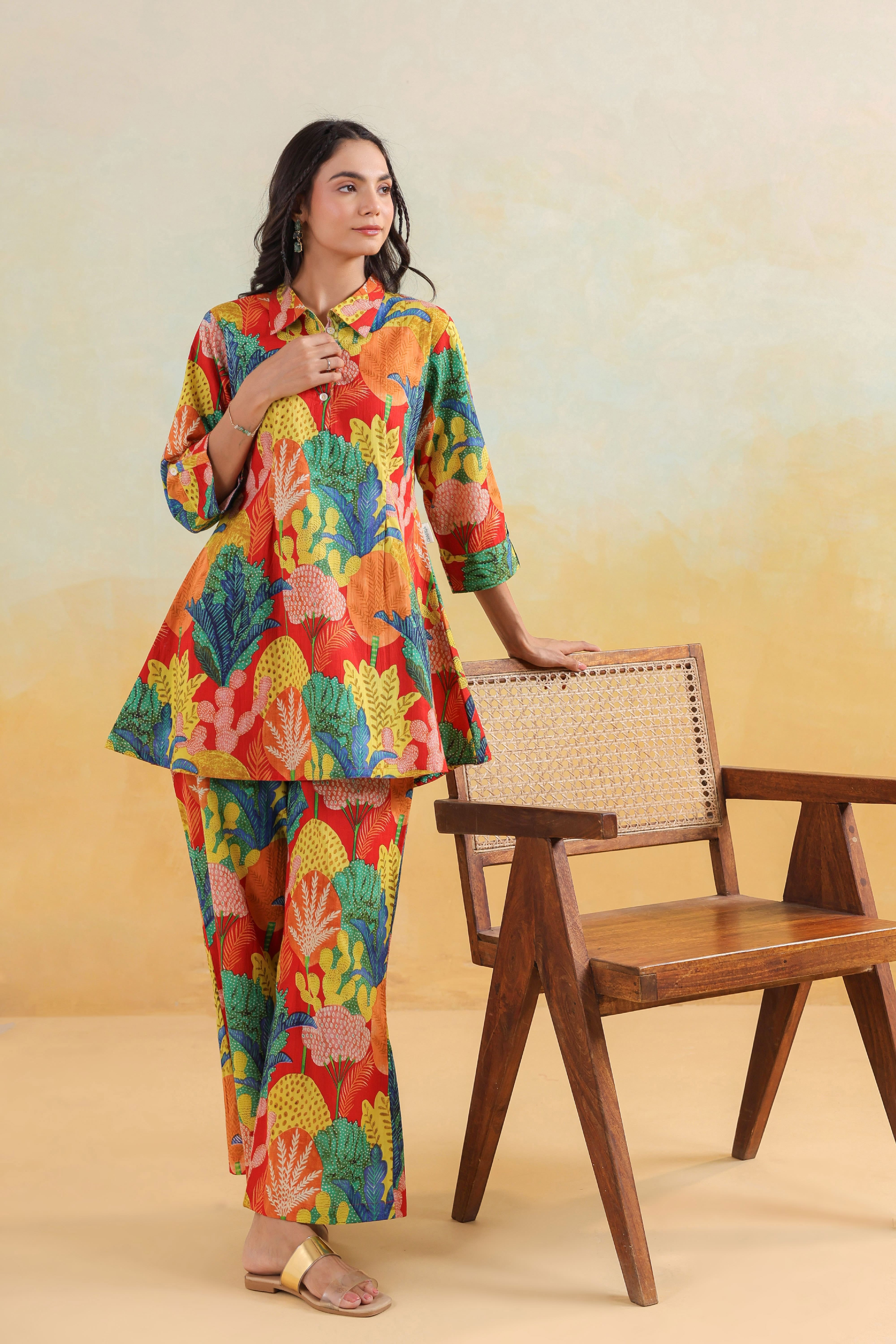 Vivid Bloom Cotton Co-ord Set