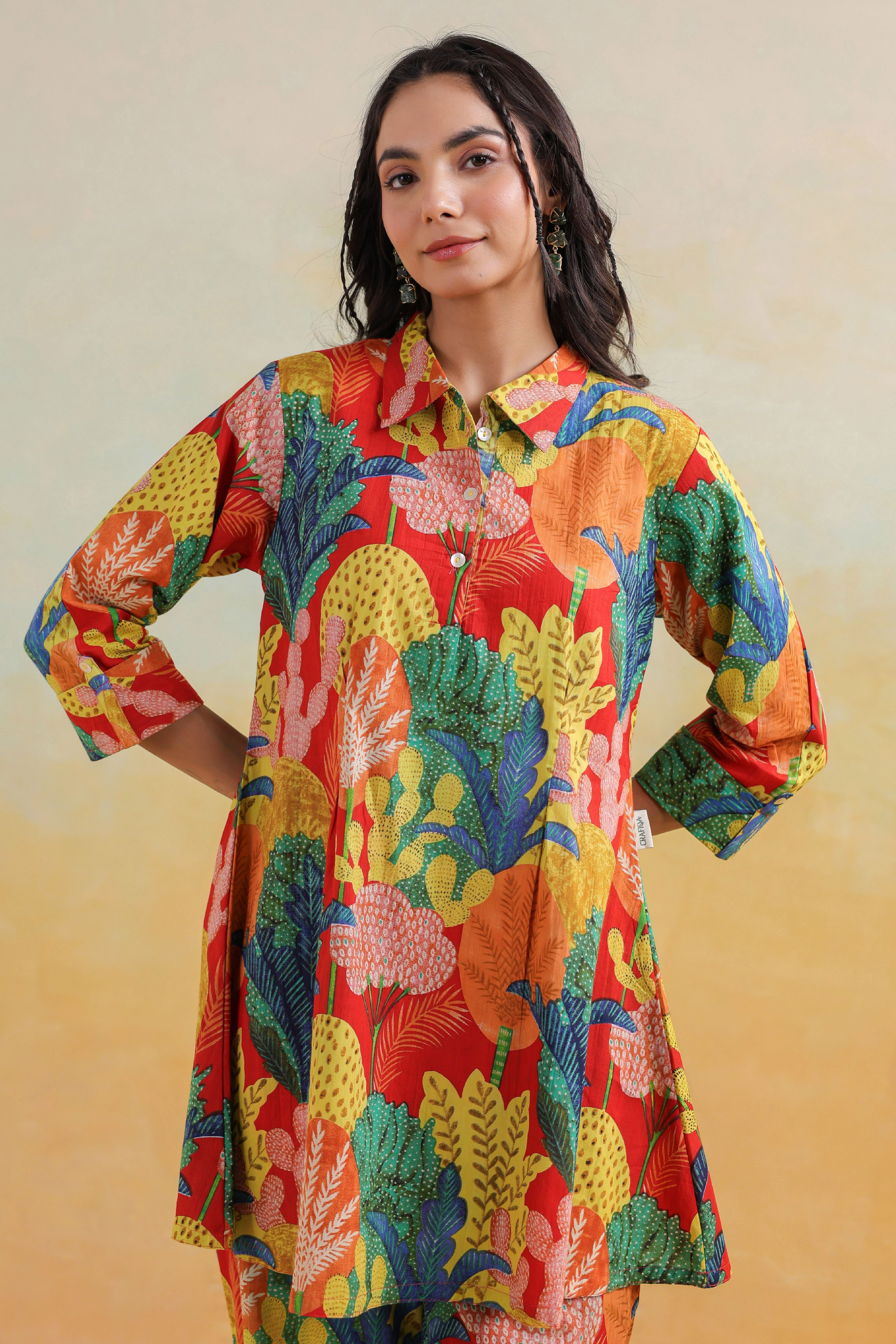 Vivid Bloom Cotton Co-ord Set