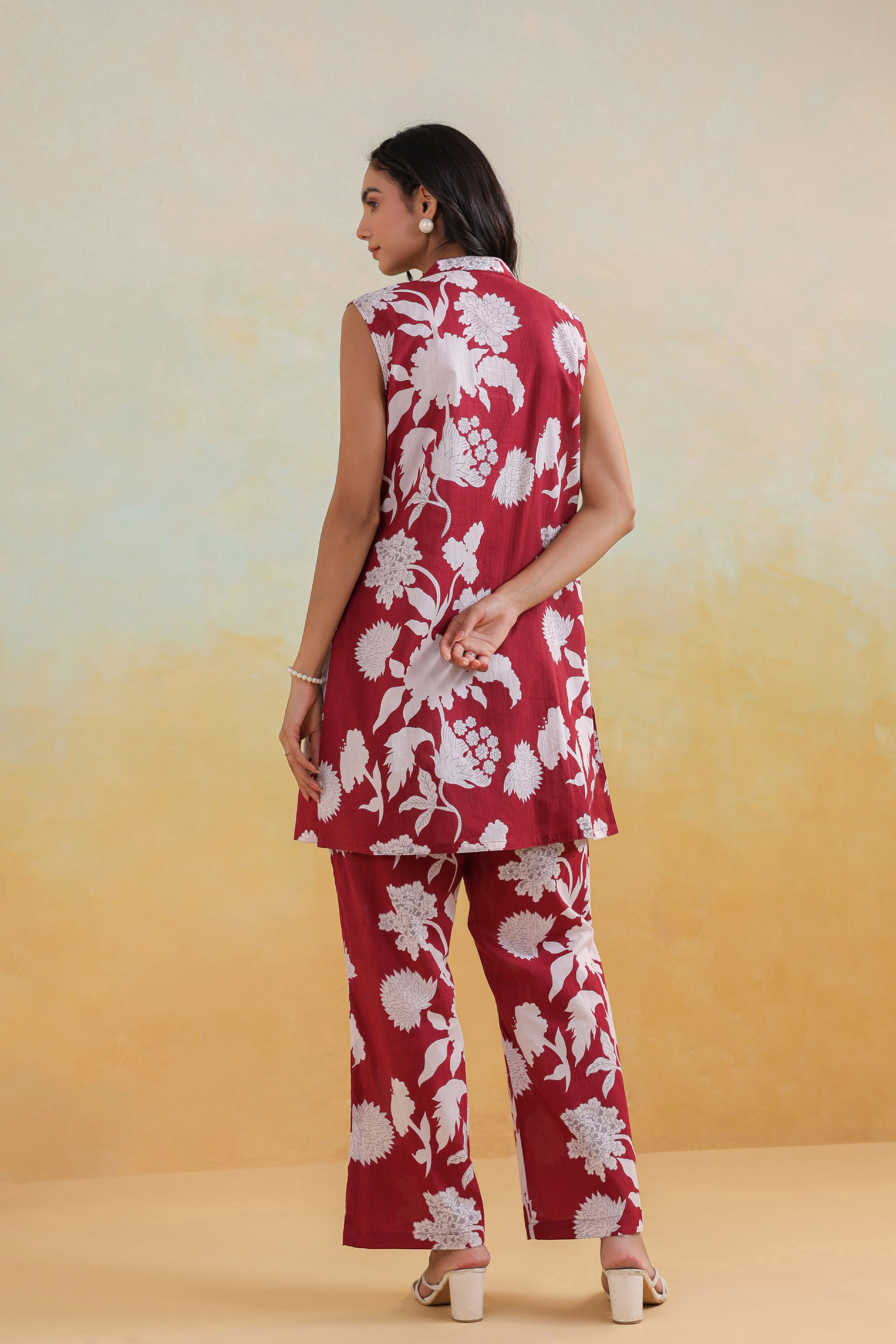 Maroon Oak Cotton Co-ord Set