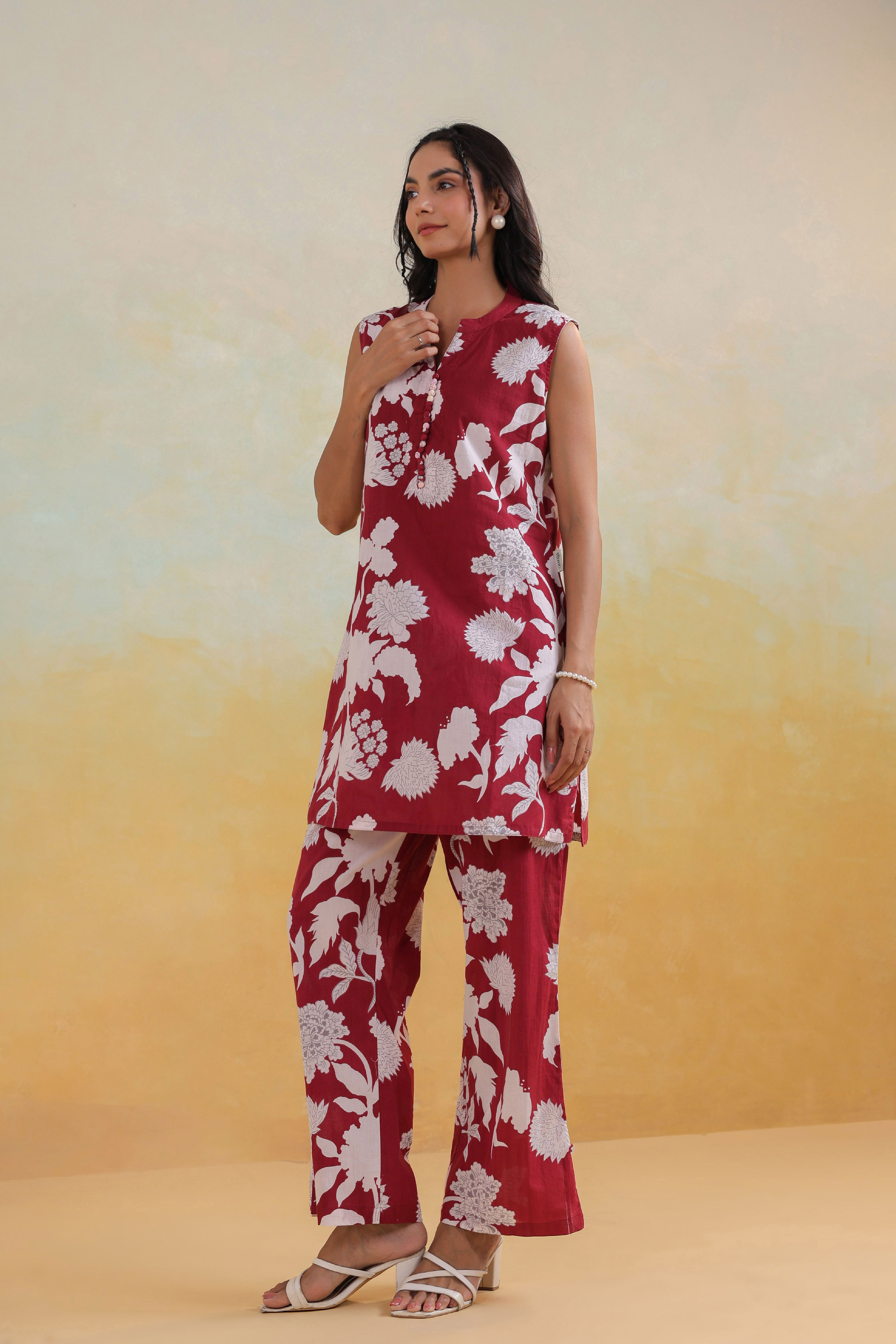 Maroon Oak Cotton Co-ord Set