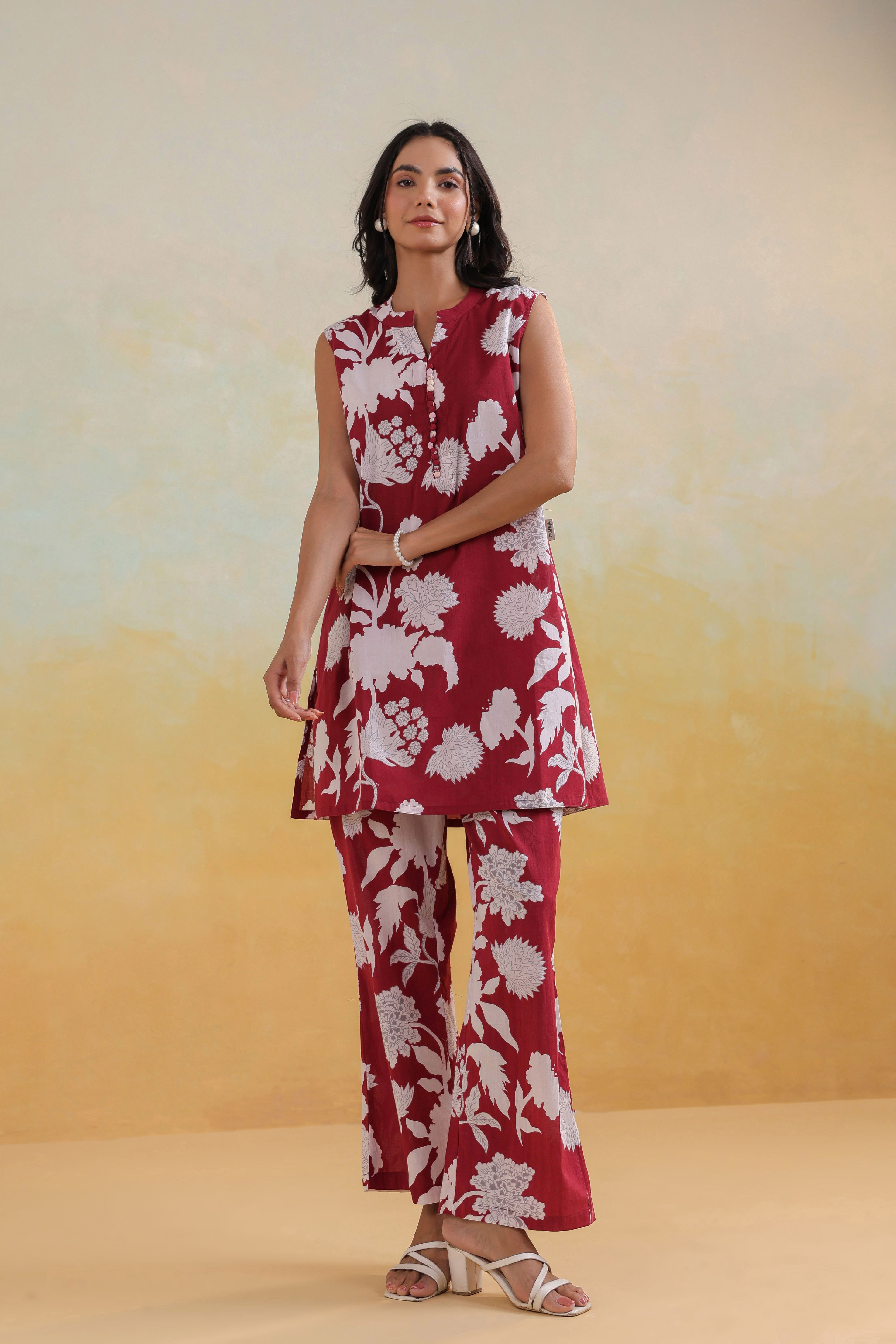 Maroon Oak Cotton Co-ord Set