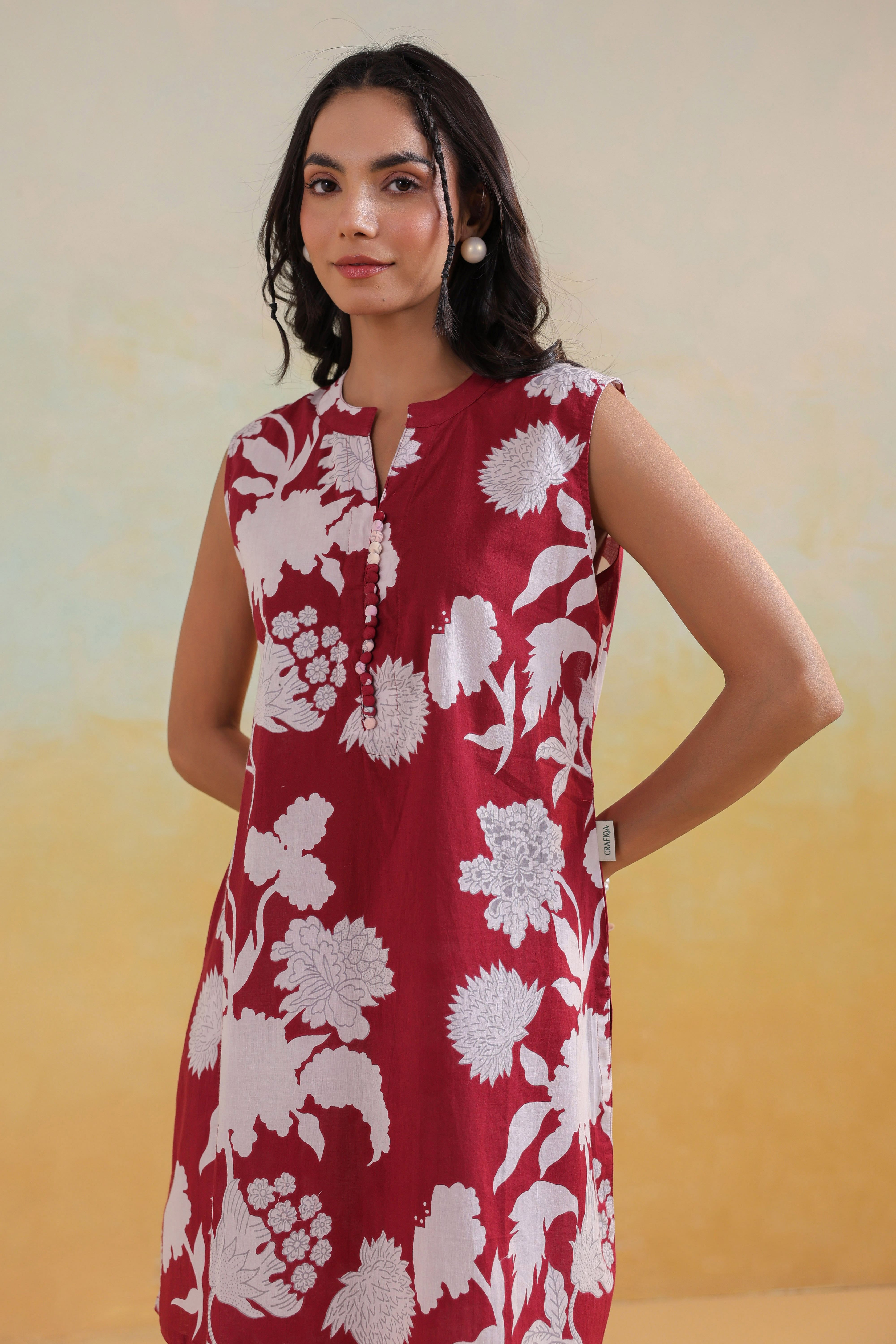 Maroon Oak Cotton Co-ord Set