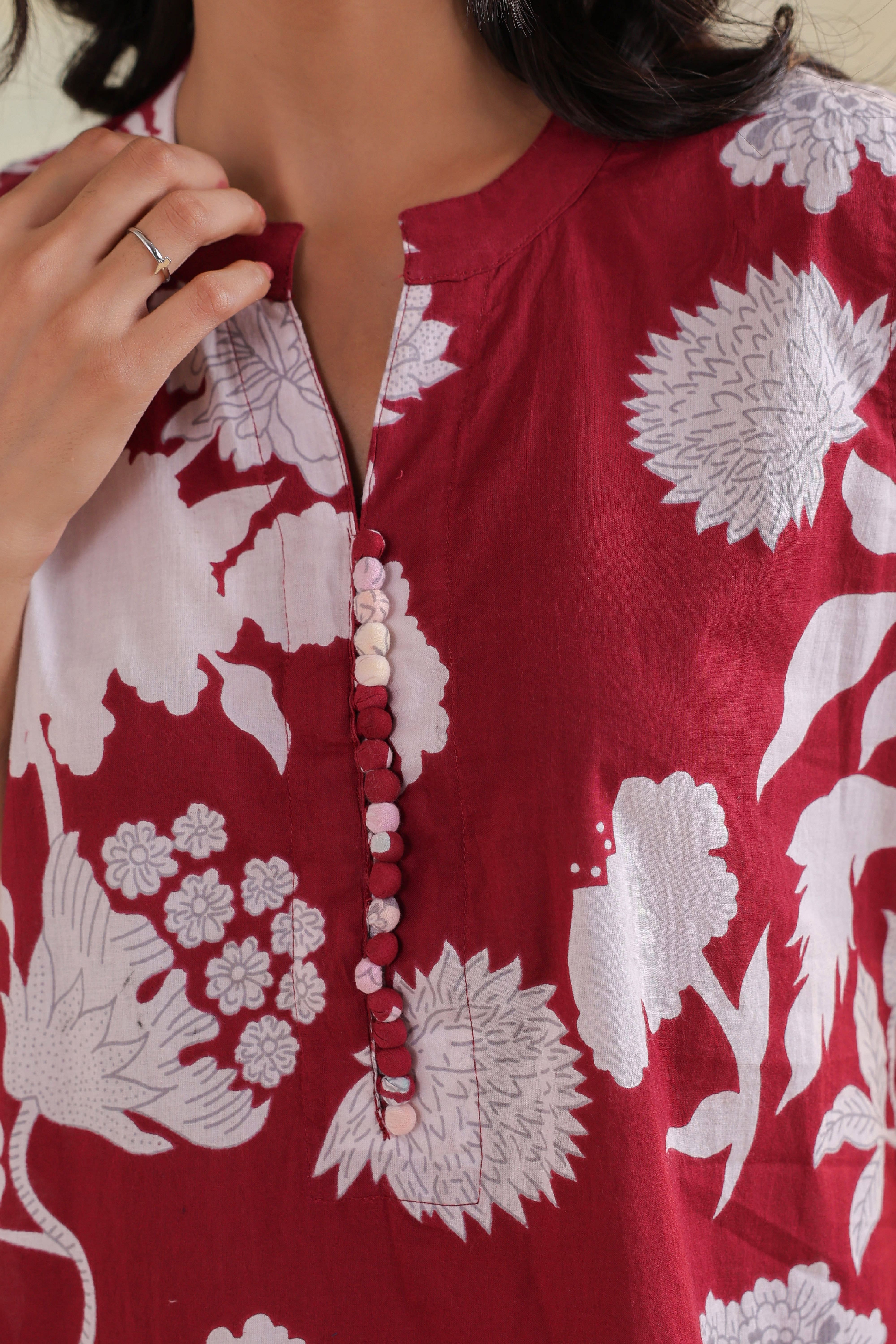 Maroon Oak Cotton Co-ord Set