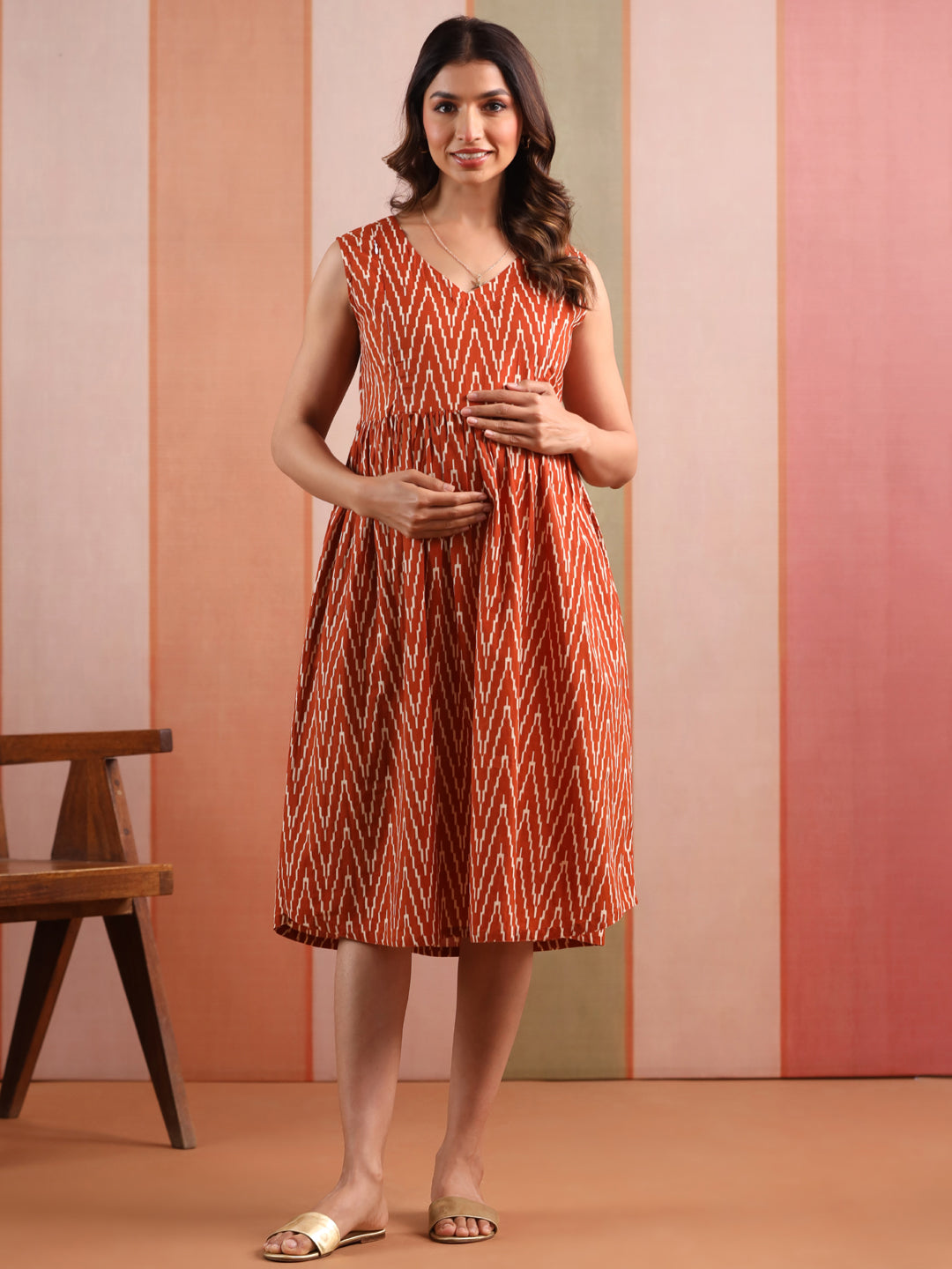 Rust Raga Cotton Maternity - Nursing Shrug Dress