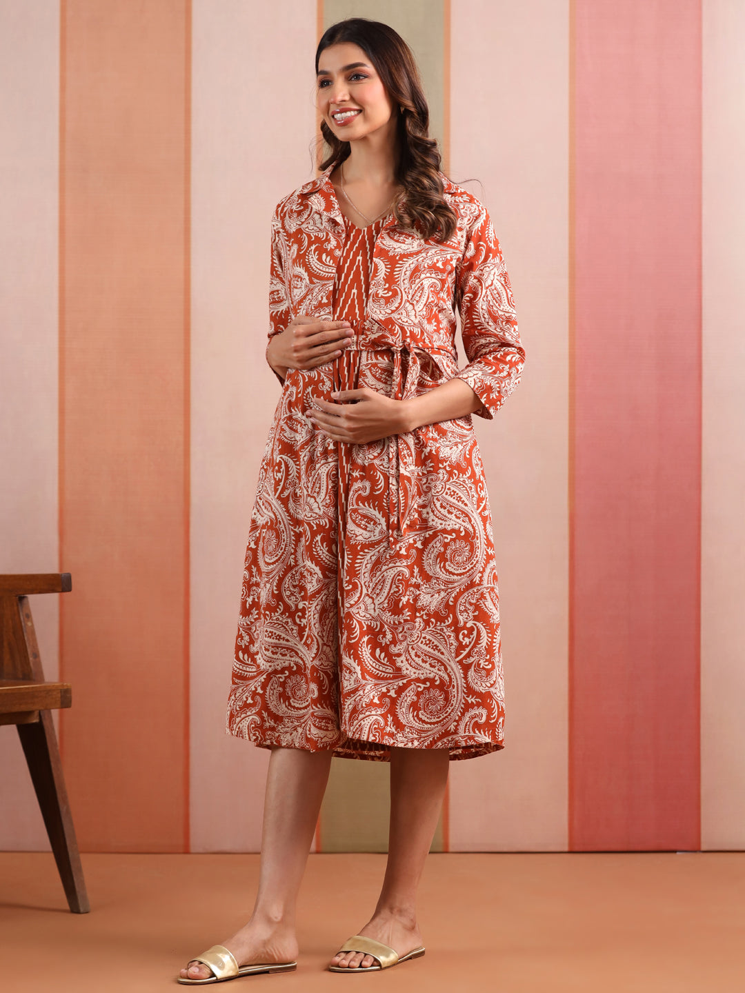 Rust Raga Cotton Maternity - Nursing Shrug Dress