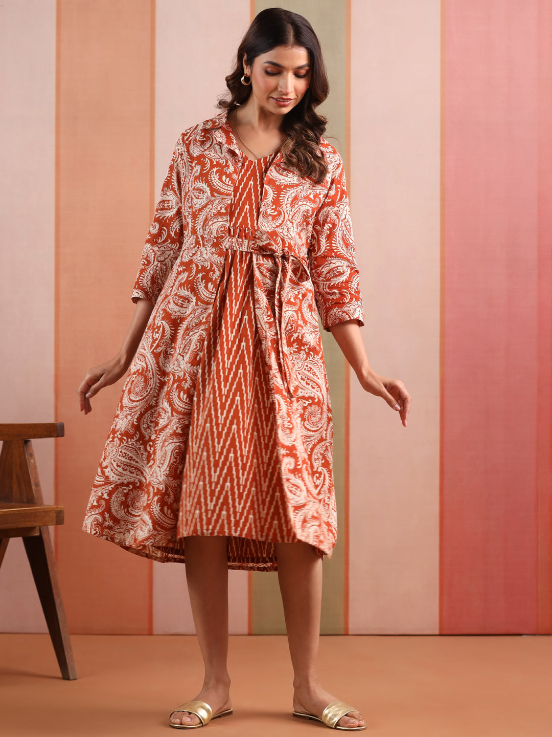 Rust Raga Cotton Maternity - Nursing Shrug Dress