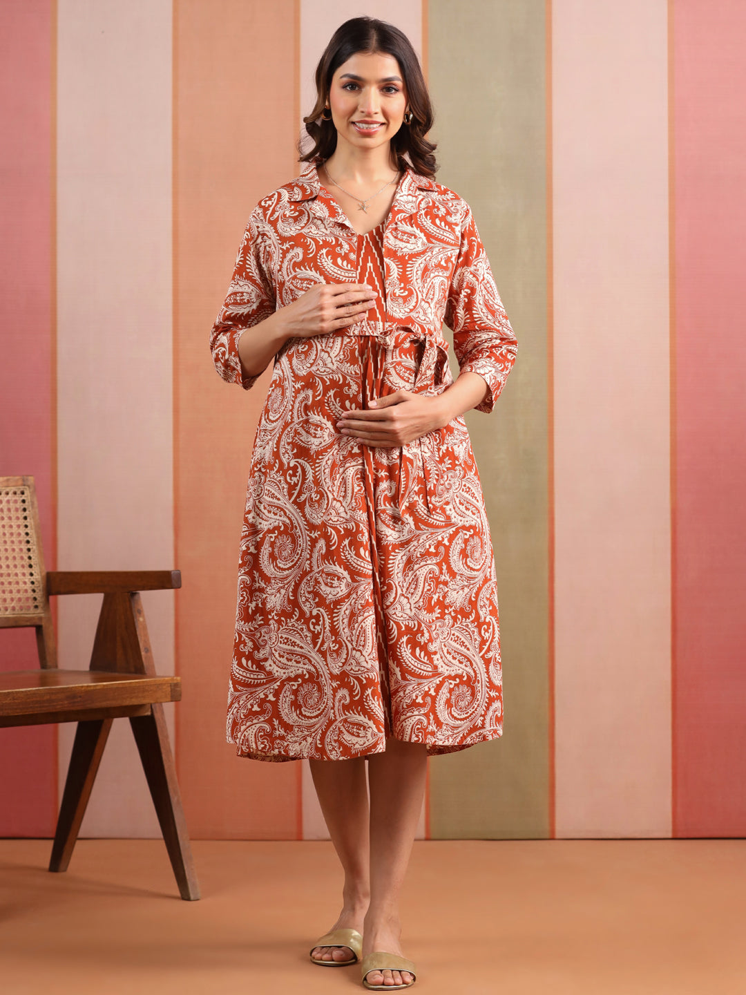 Rust Raga Cotton Maternity - Nursing Shrug Dress