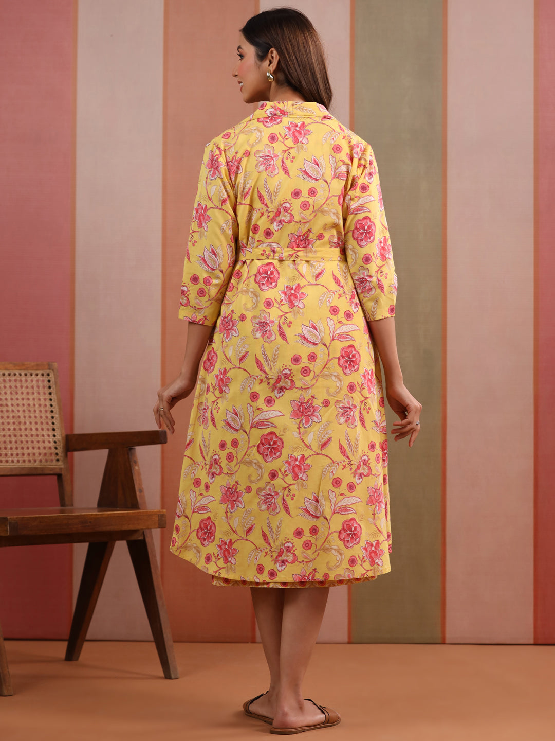 Blooming Basant Cotton Maternity - Nursing Shrug Dress