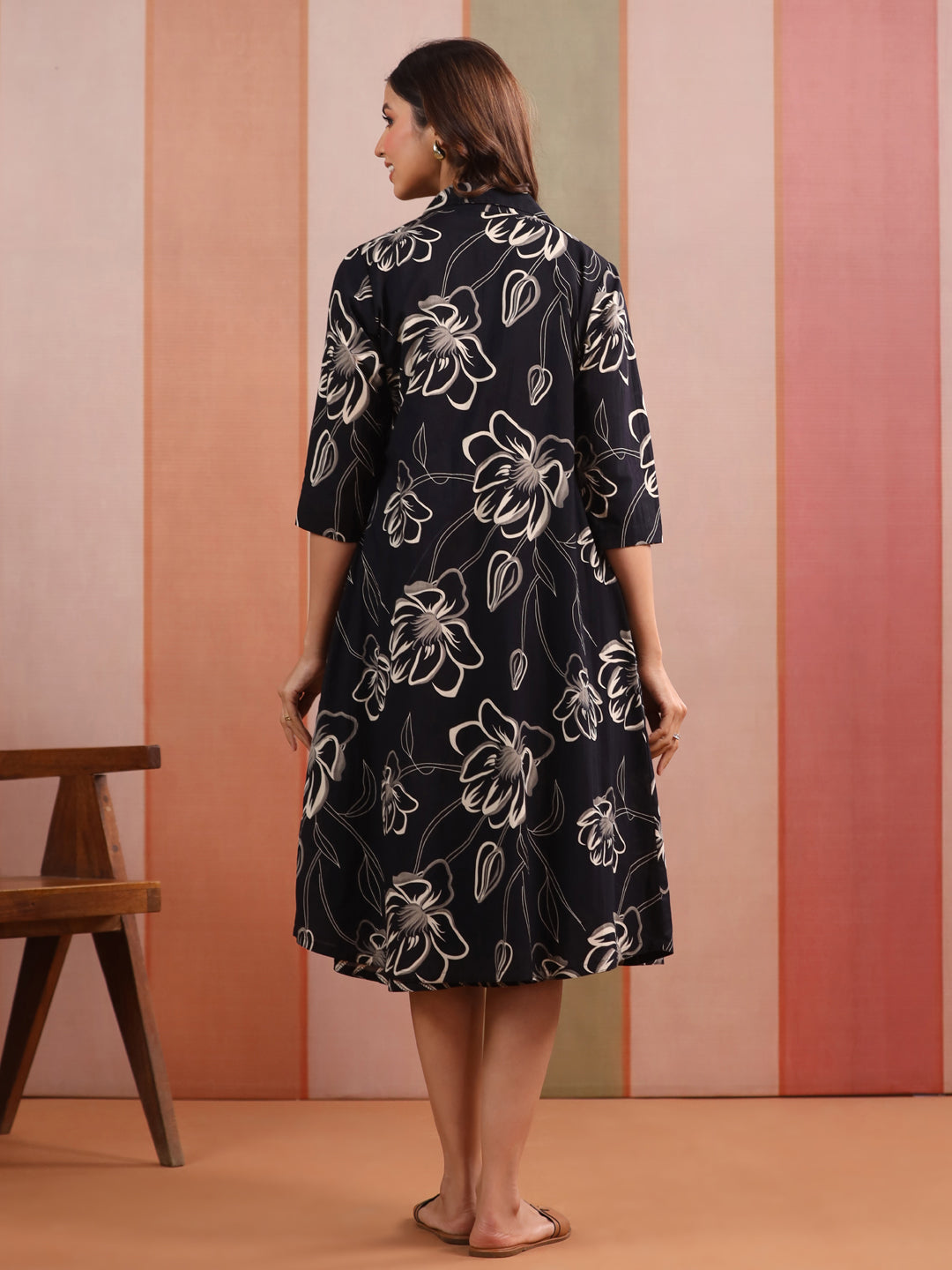 Midnight Floral Eclipse Cotton Maternity - Nursing Shrug Dress