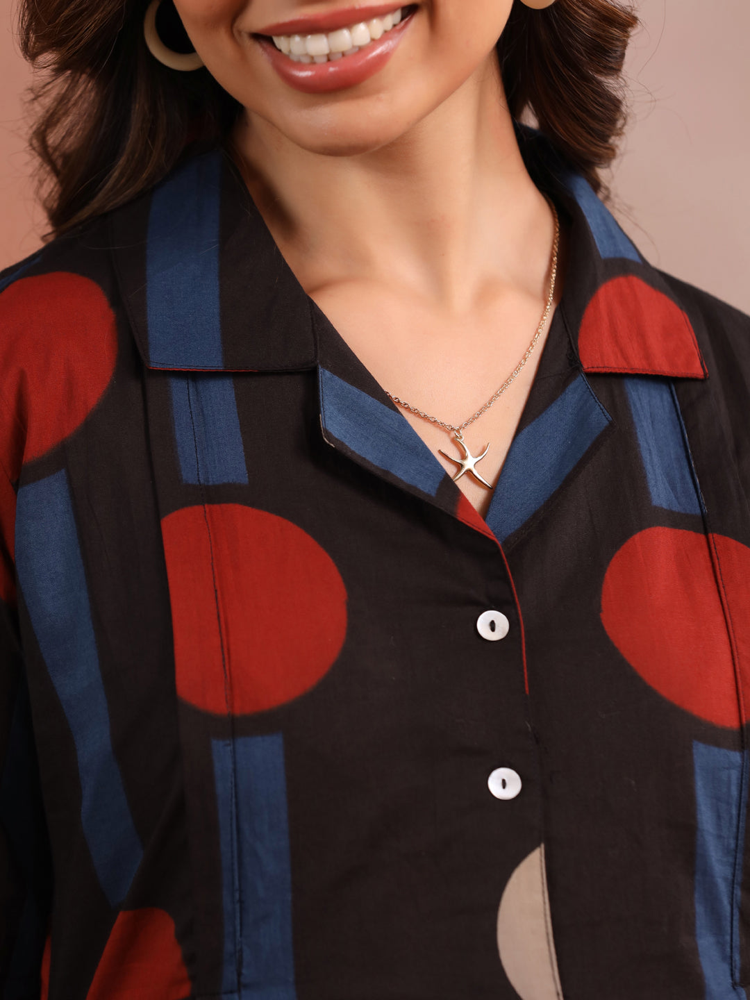 Black Geometric Ajrakh Cotton Maternity - Nursing Kurta