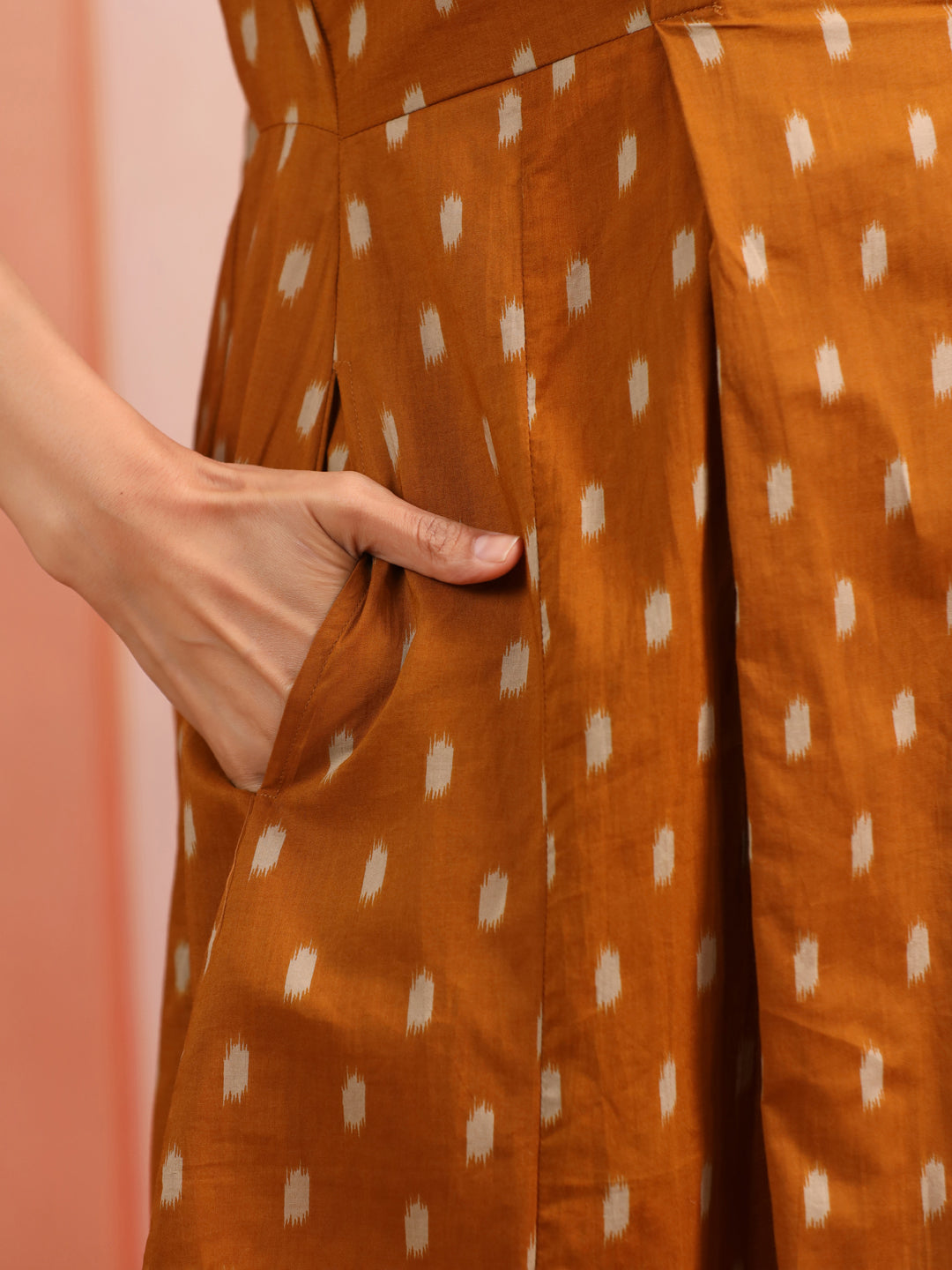 Mustard Loom Print Cotton Maternity - Nursing Dress