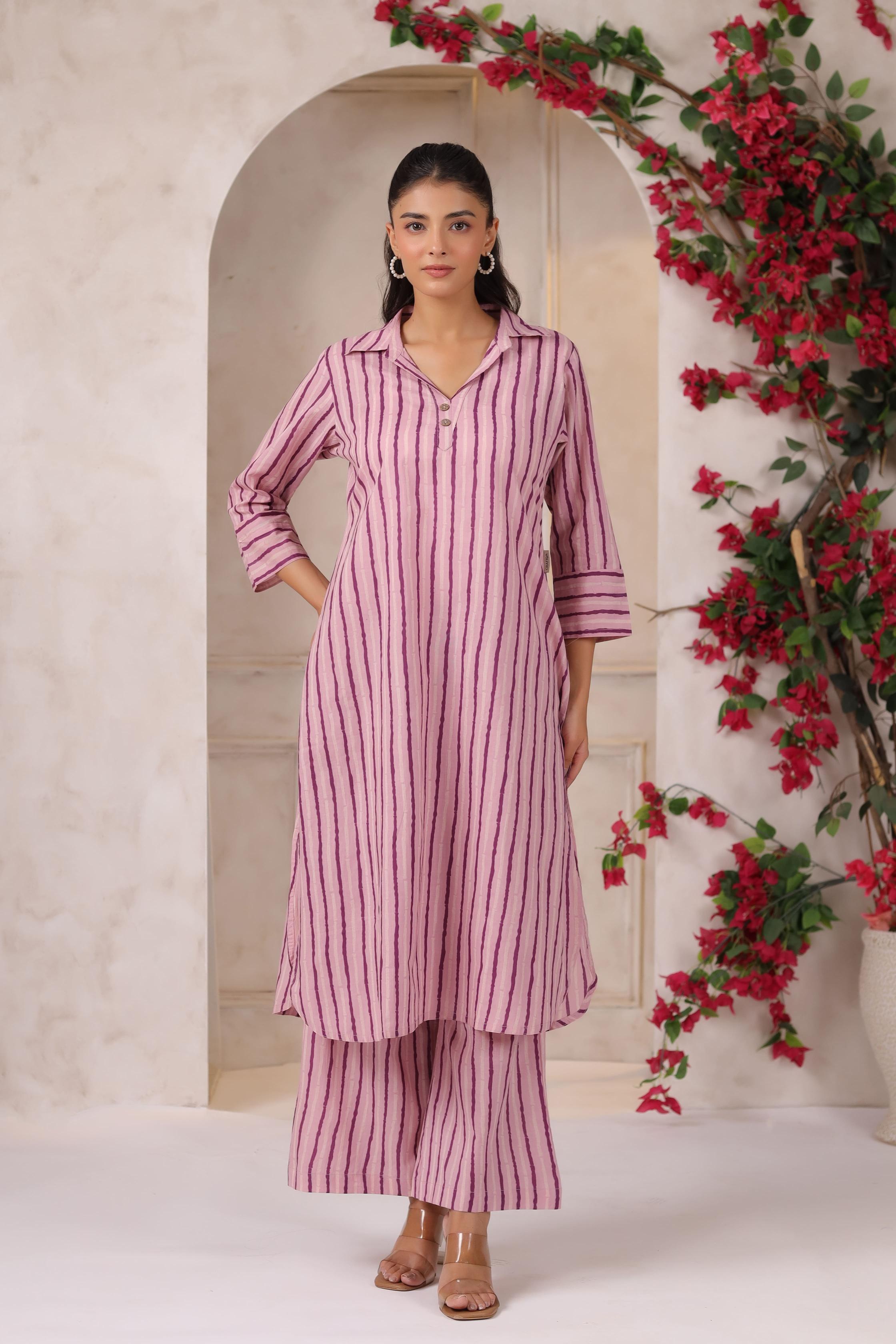 Lilac Dream Striped Cotton Co-ord Set