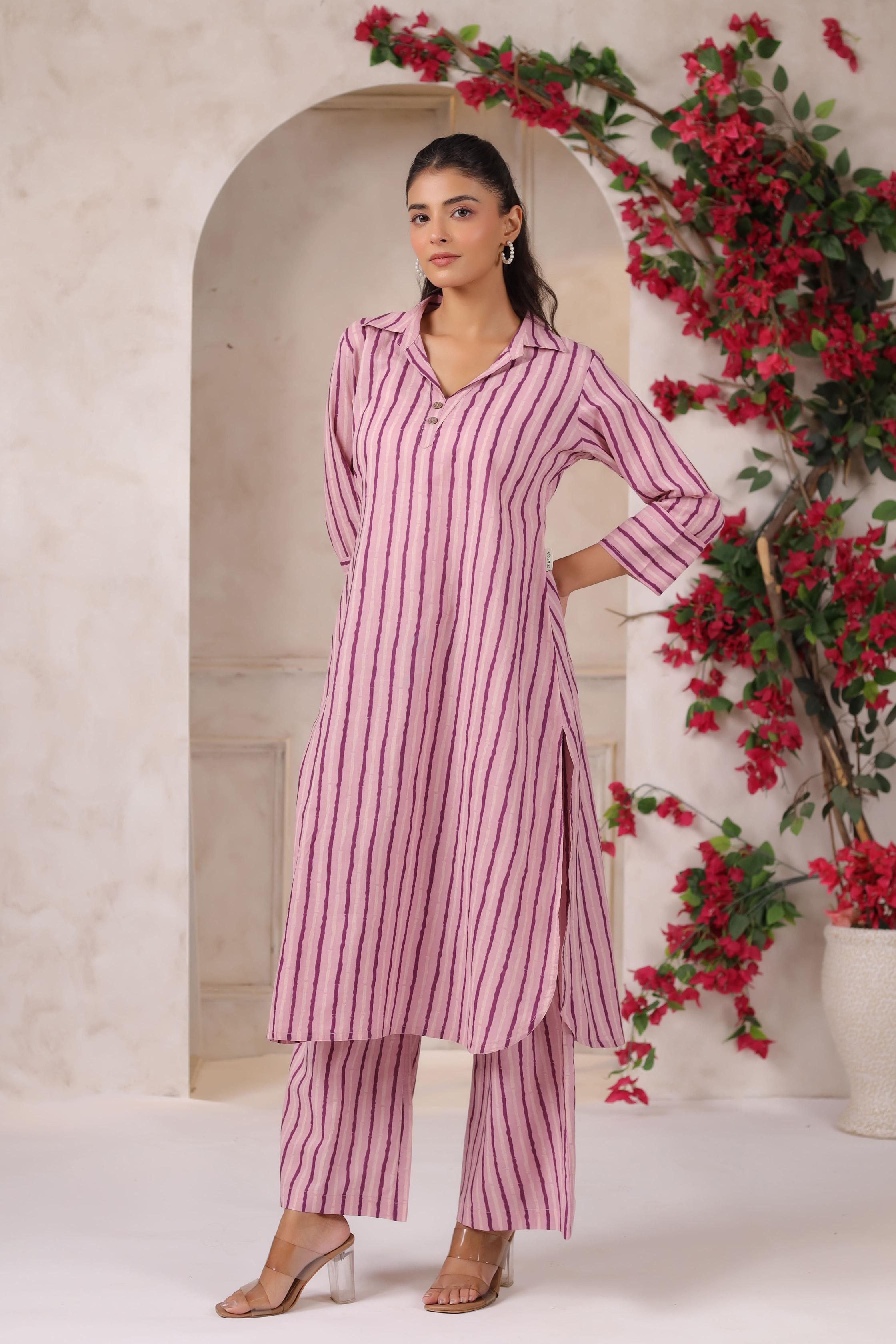 Lilac Dream Striped Cotton Co-ord Set