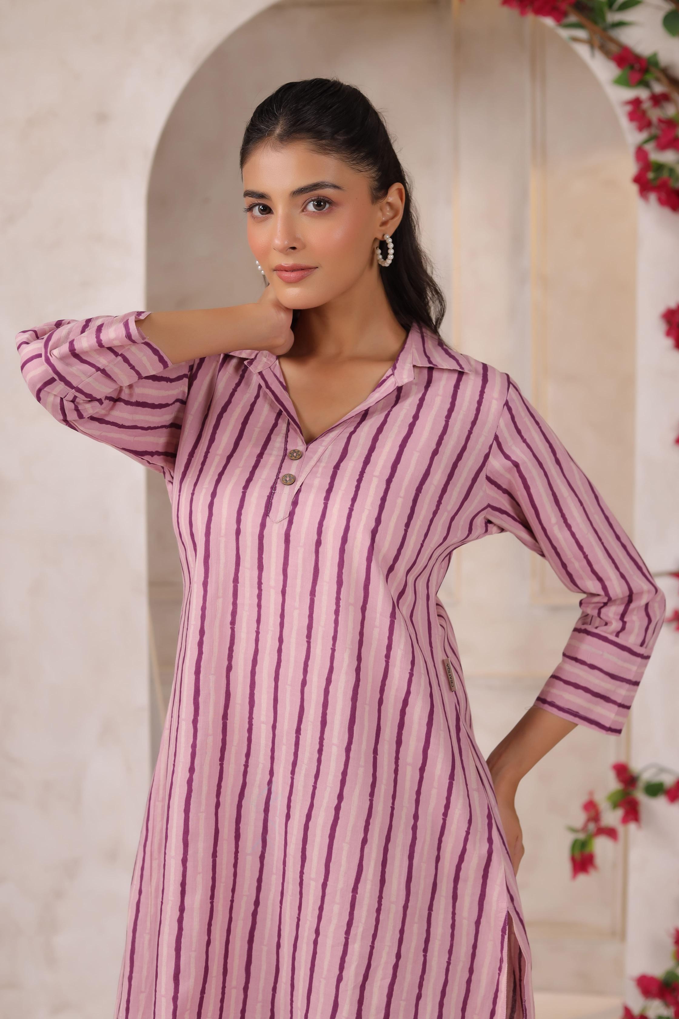 Lilac Dream Striped Cotton Co-ord Set