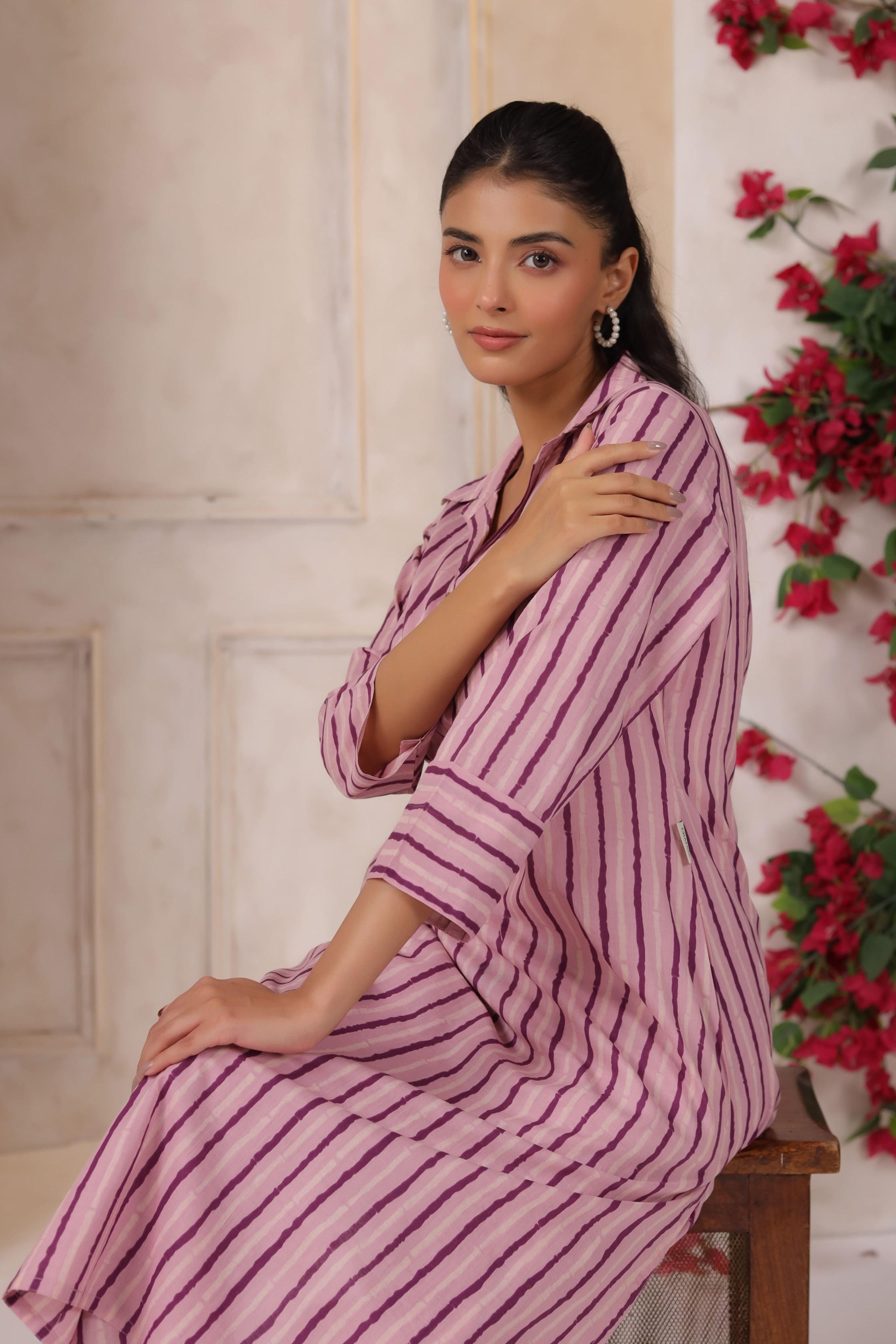 Lilac Dream Striped Cotton Co-ord Set