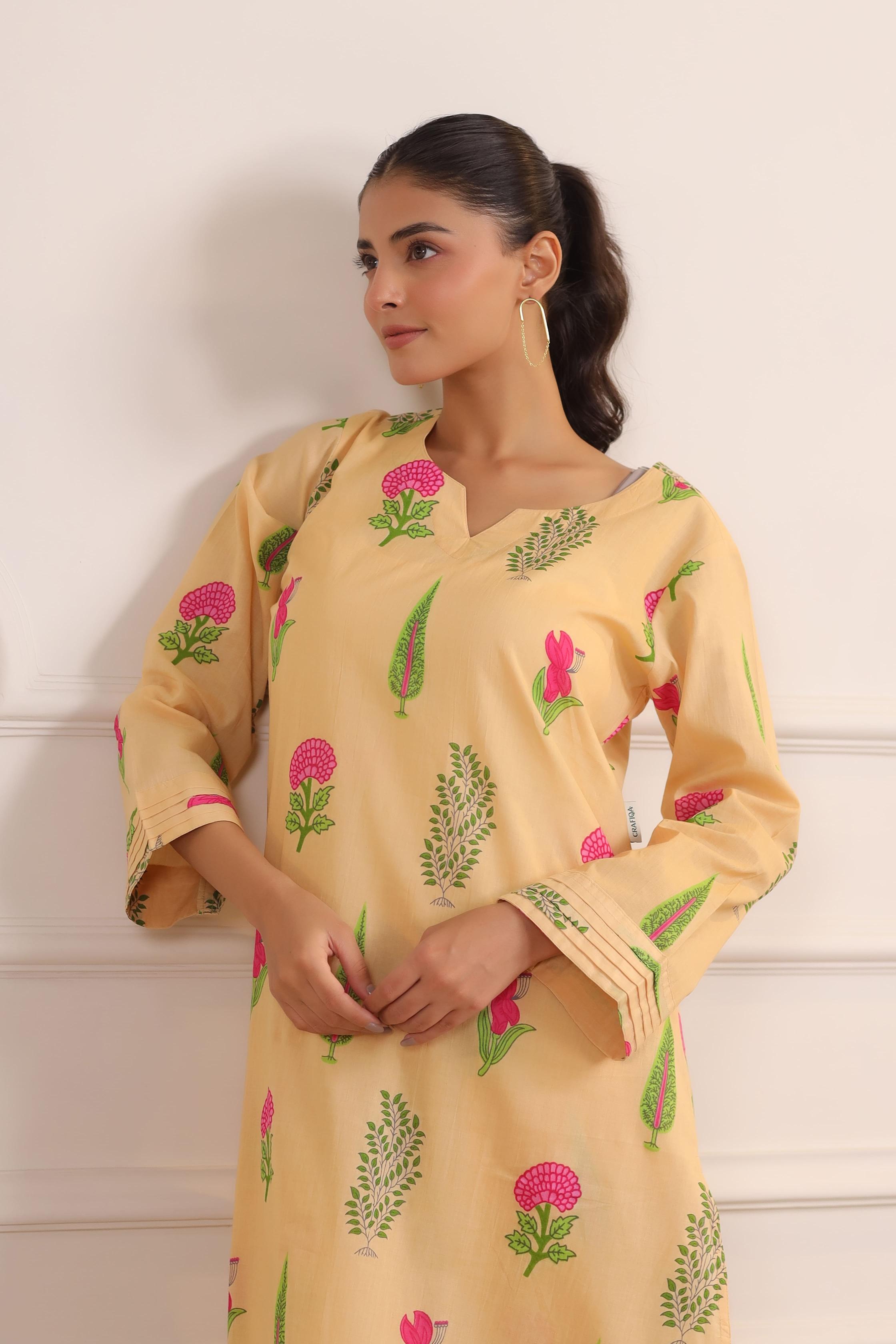 Buttercream Mughal Boota Cotton Co-ord Set