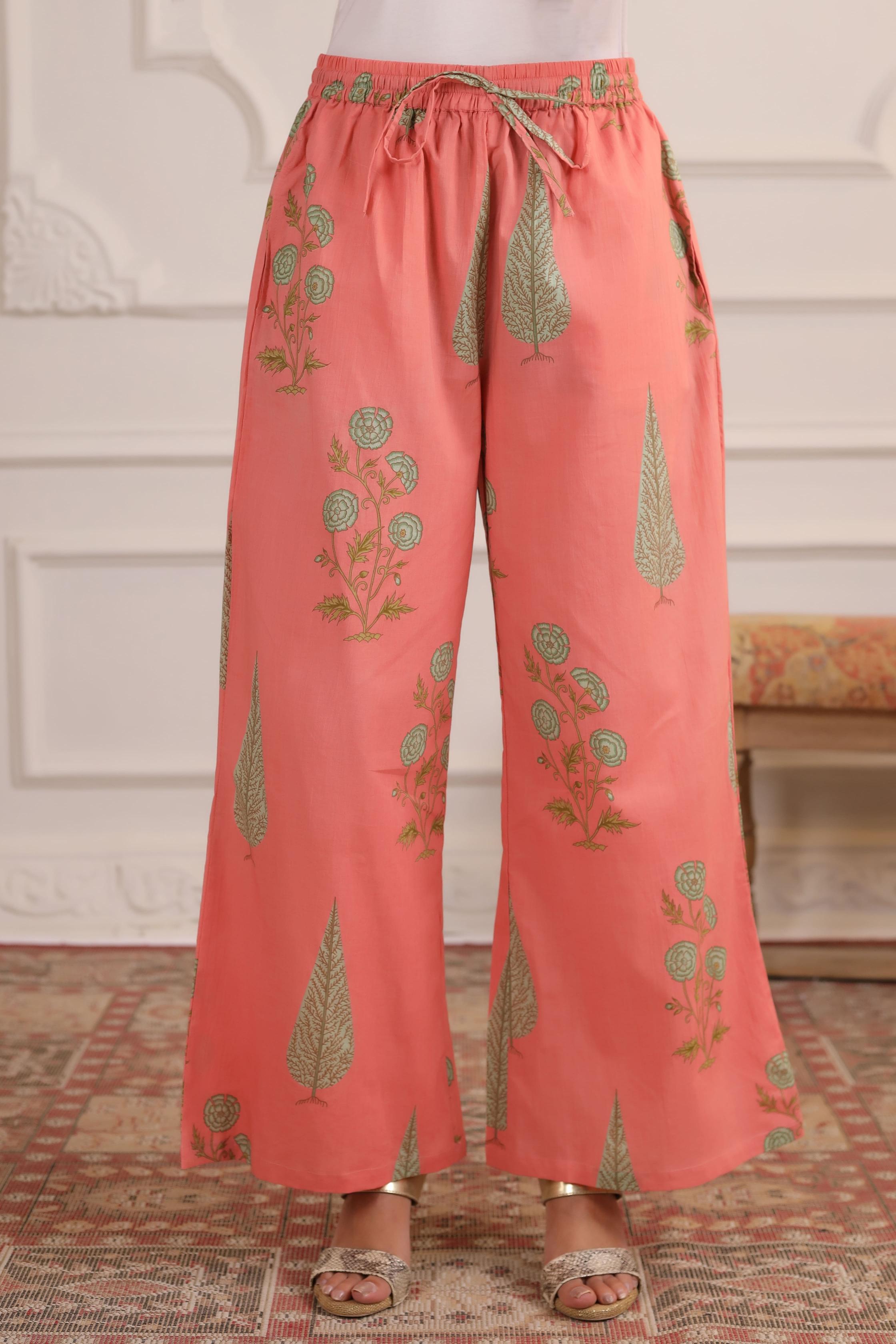 Salmon Peach Mughal BootaCotton Co-ord Set
