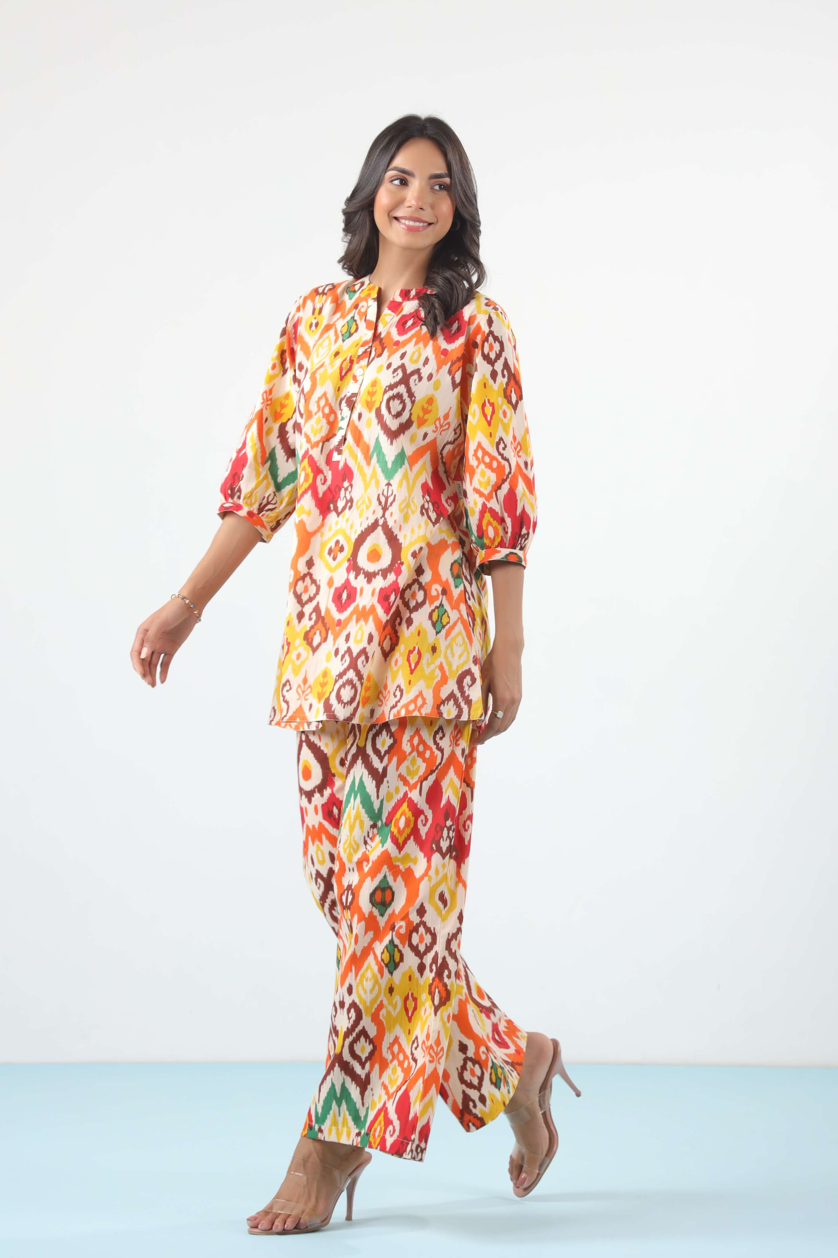 Rich Prismatic Ikkat Cotton Co-ord Set