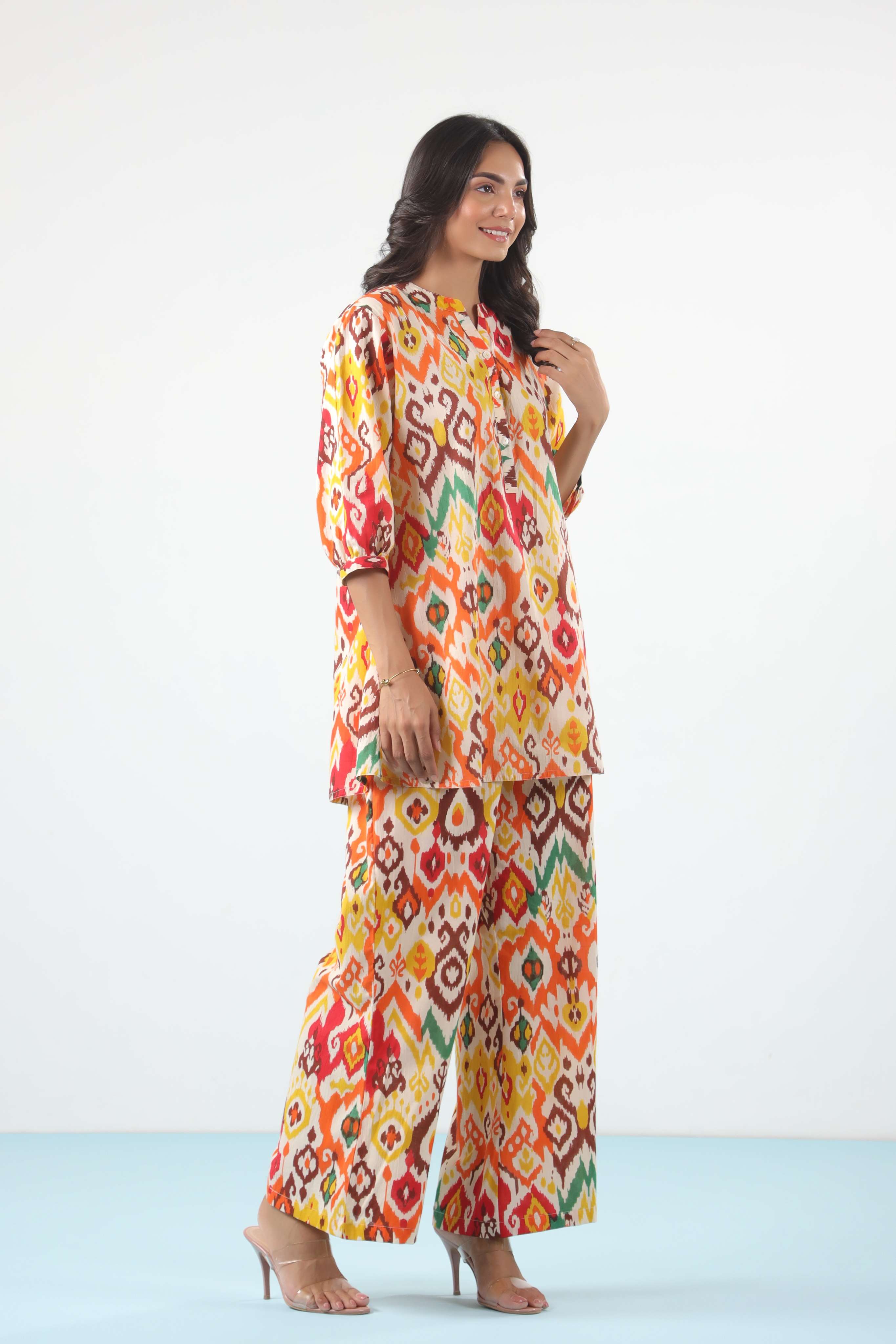 Rich Prismatic Ikkat Cotton Co-ord Set