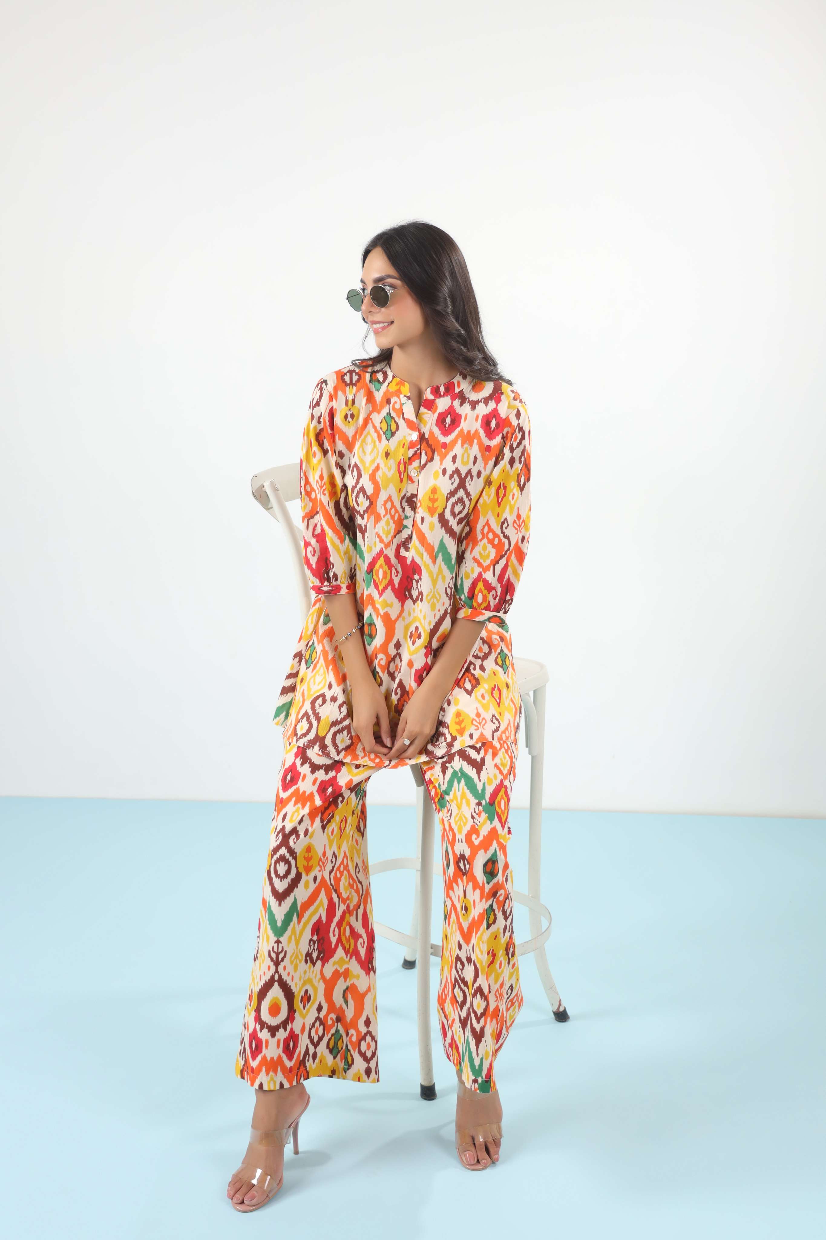 Rich Prismatic Ikkat Cotton Co-ord Set