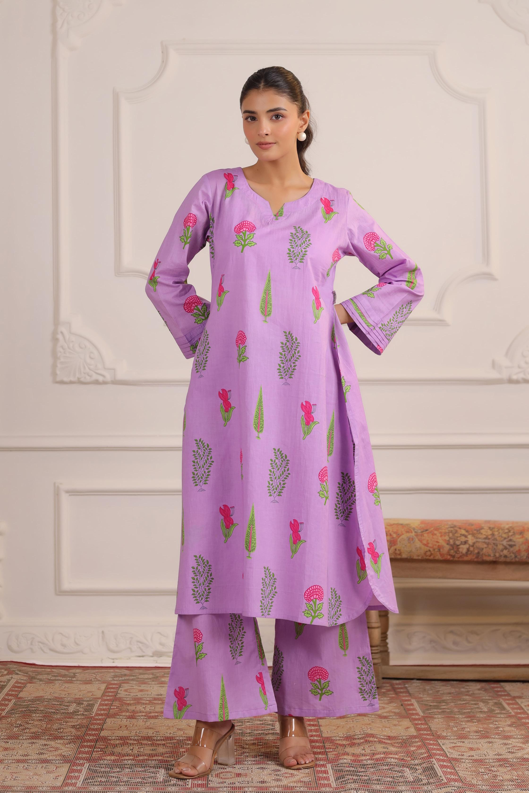 Lilac Glow Mughal Boota Cotton Co-ord Set