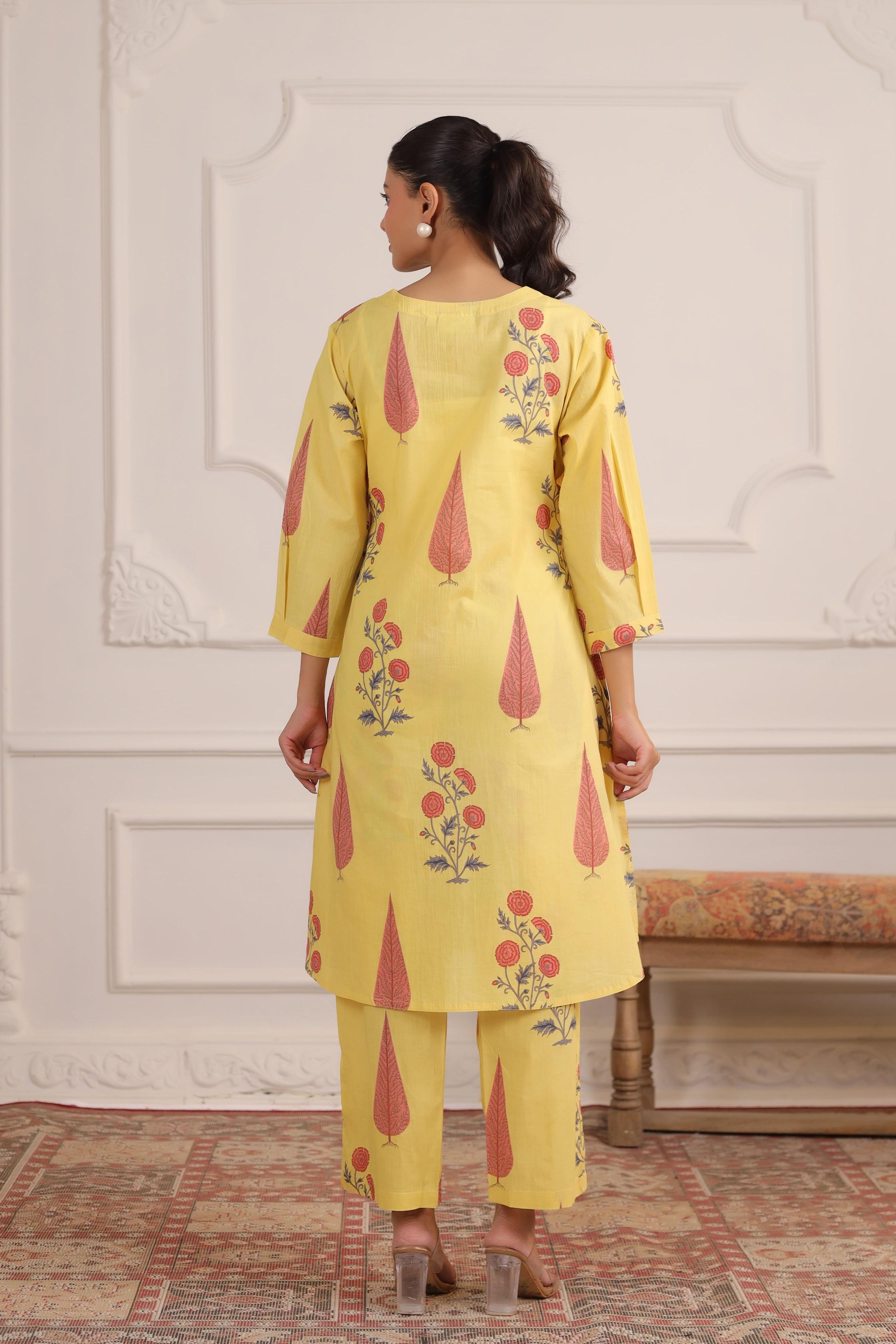 Pastel Yellow Cotton Co-ord Set