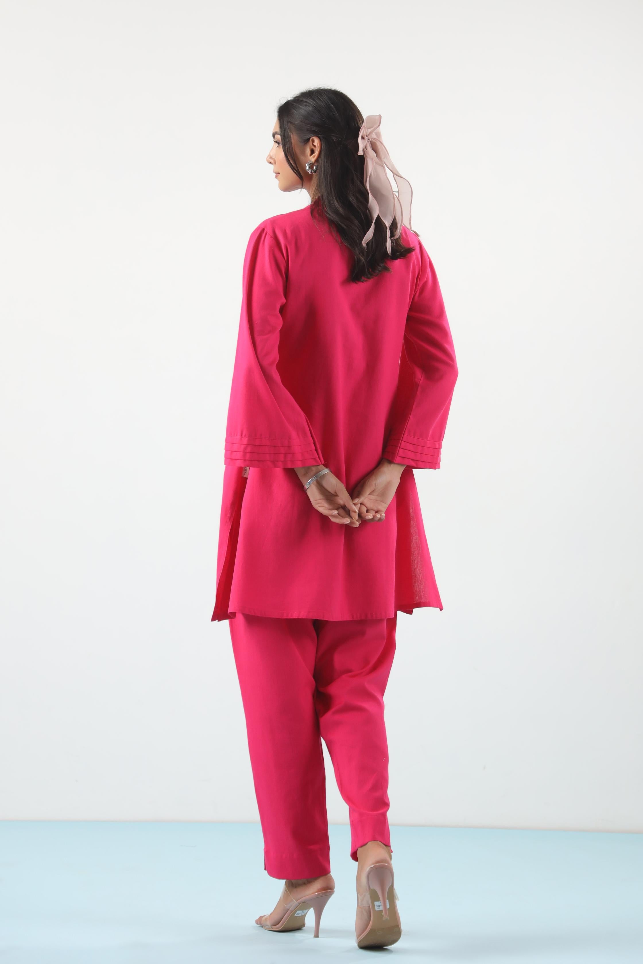 Fluorescent Solid Cotton Flex Co-ord Set