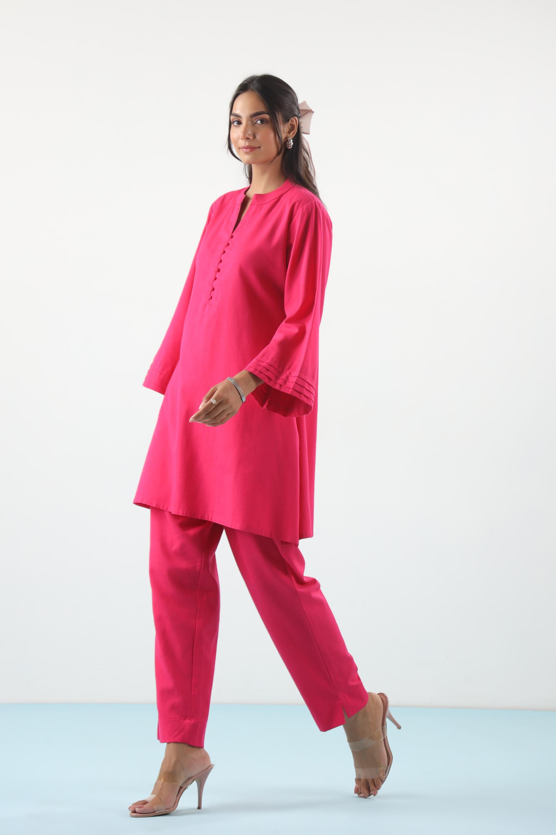 Fluorescent Solid Cotton Flex Co-ord Set