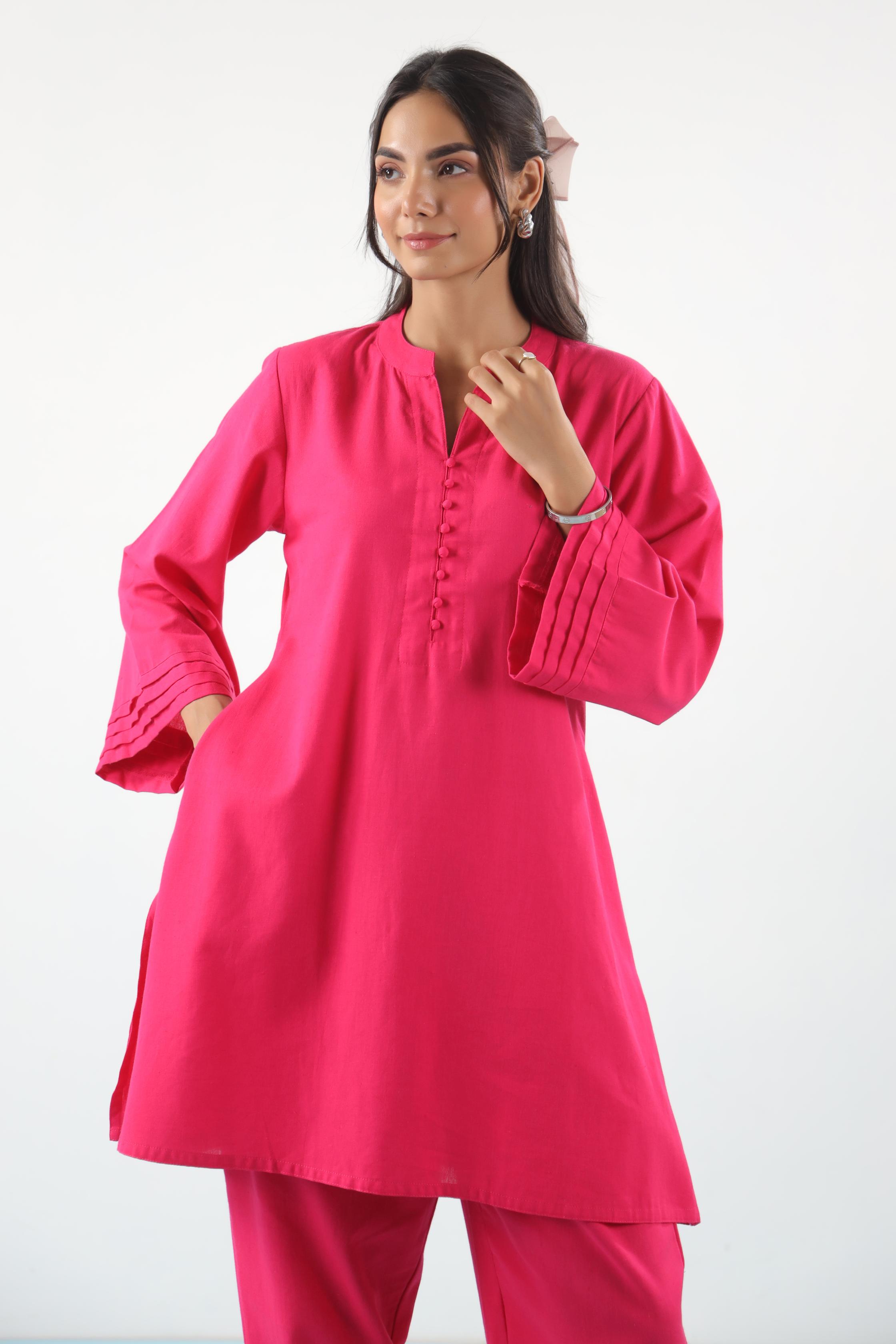Fluorescent Solid Cotton Flex Co-ord Set
