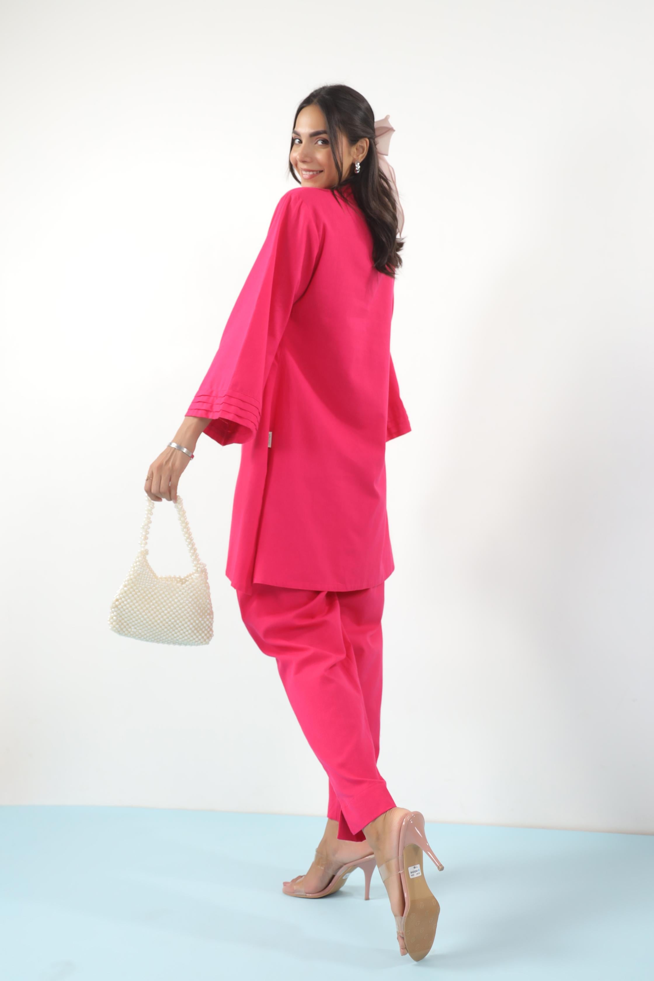 Fluorescent Solid Cotton Flex Co-ord Set